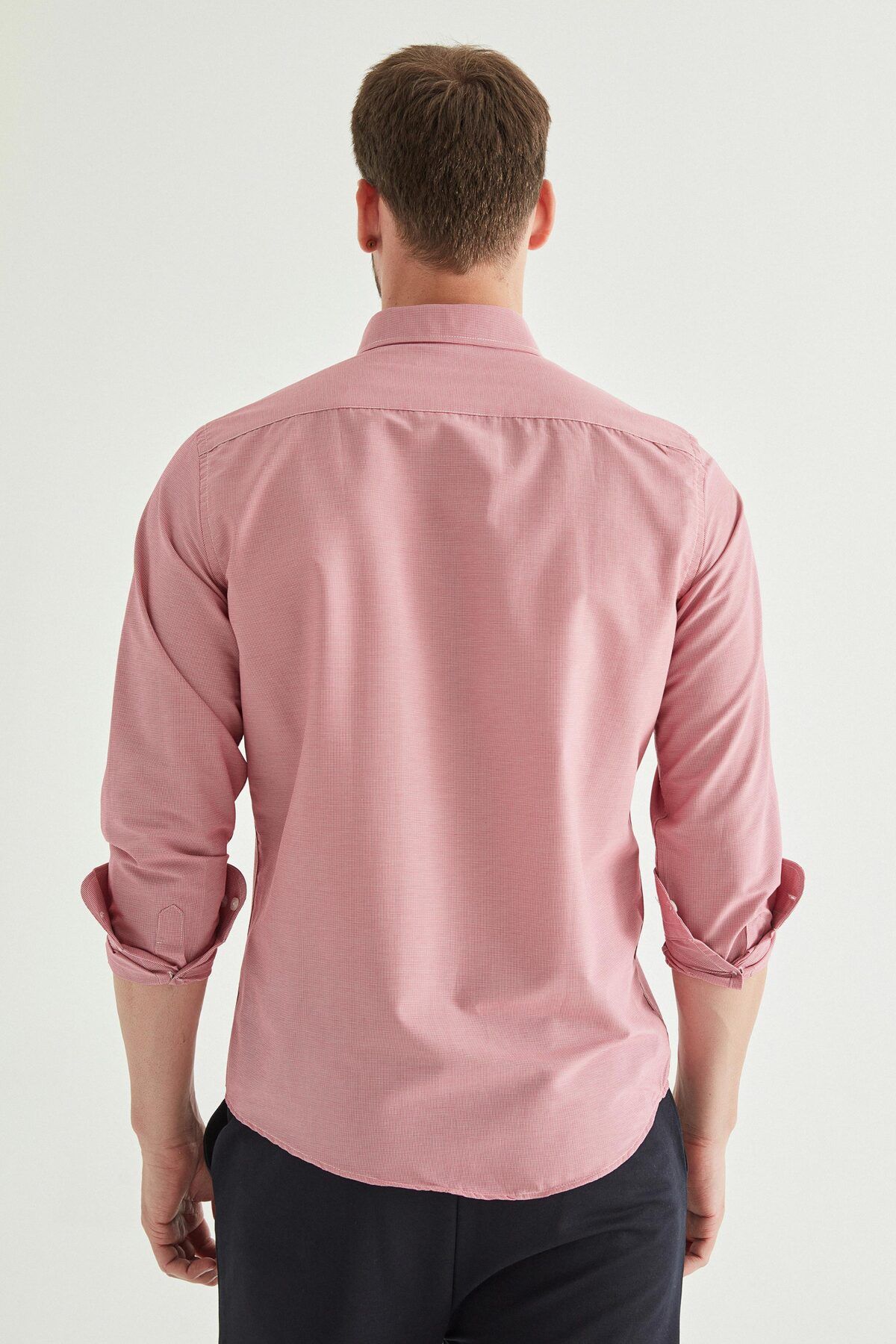 D'S Damat-Cămașă Groom Slim Fit Fuchsia Gingham Ds 4