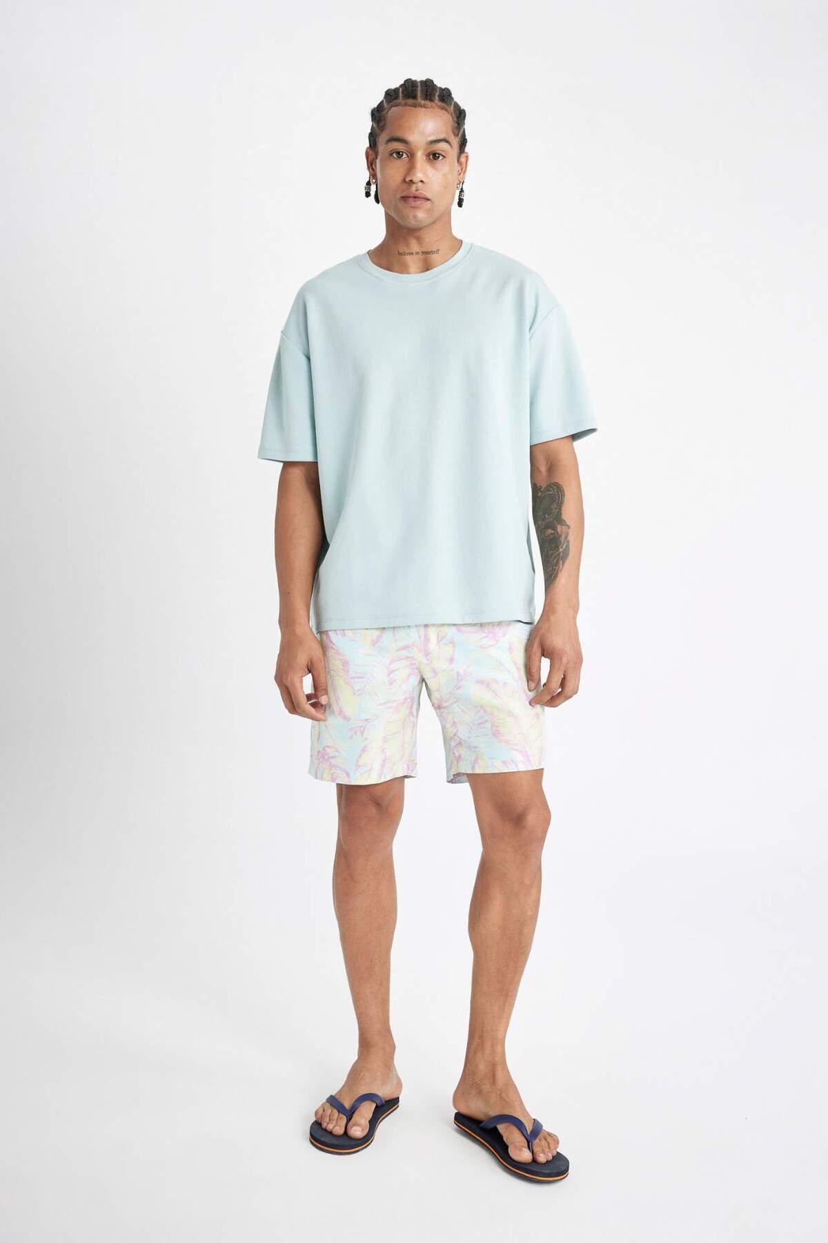 DeFacto-Patterned Regular Fit Short Swim Shorts - B7558AX24HS 1
