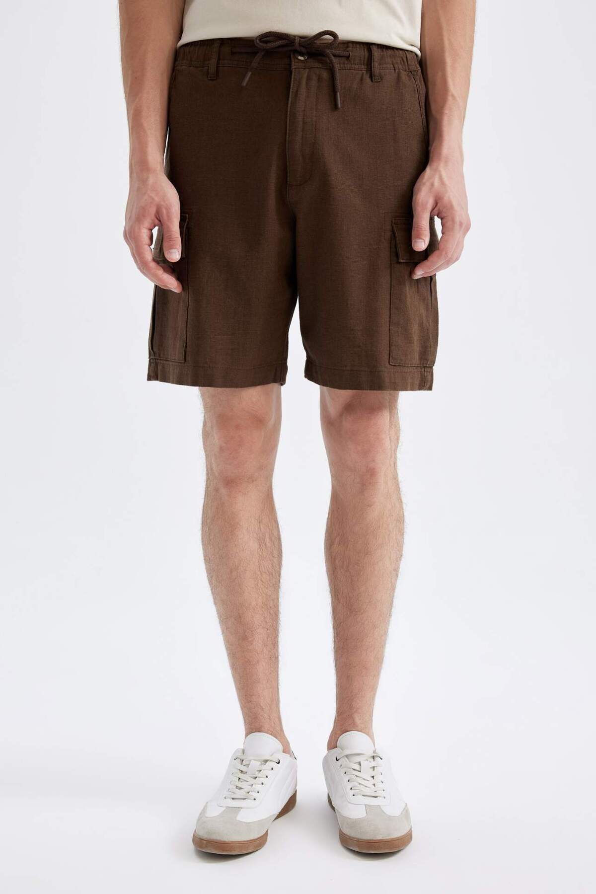 DeFacto-Regular Fit Linen Look Cargo Bermuda Shorts B5676Ax24Sm 4