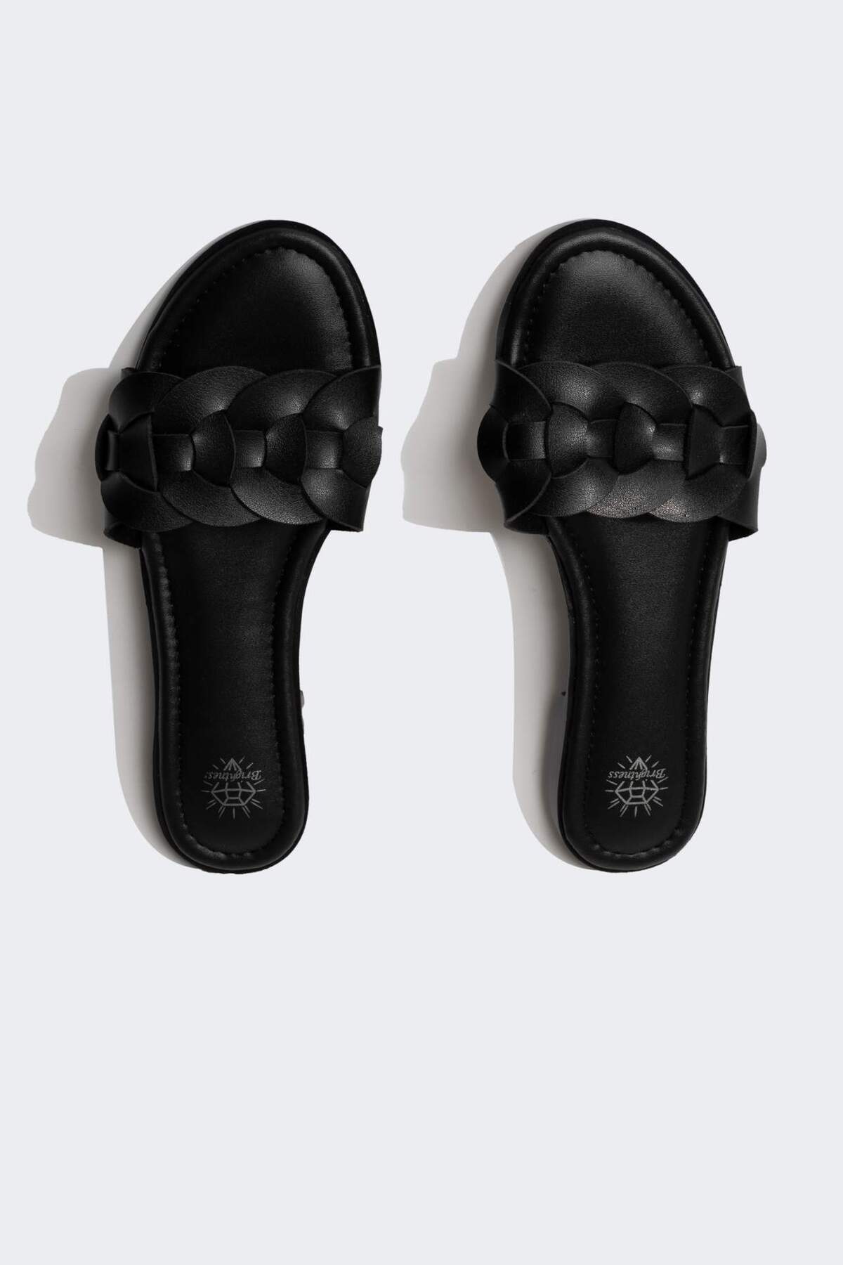 DeFacto-Faux Leather Women's Slippers - Flat Sole, Single Strap, C3719AX24HS 6