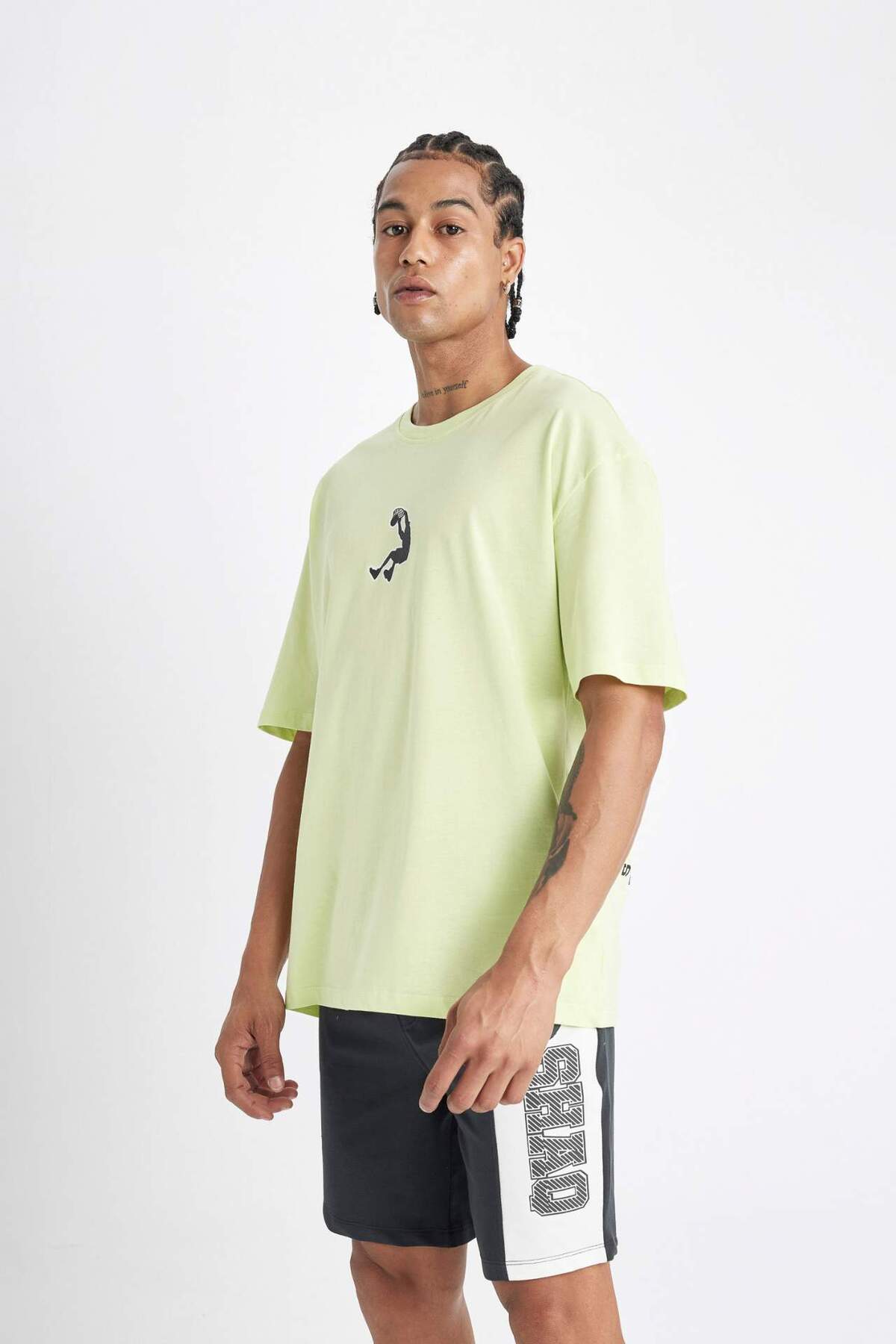 DeFacto-DeFactoFit Shaquille ONeal Oversize Φαρδύ μπλουζάκι με κοντό μανίκι C6993AX24HS 4