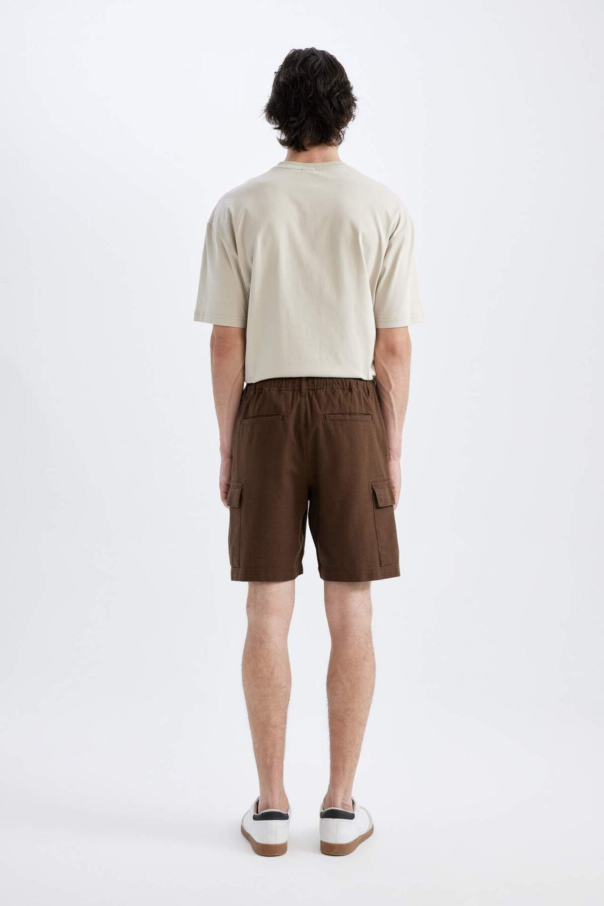 DeFacto-Regular Fit Linen Look Cargo Bermuda Shorts B5676Ax24Sm 6