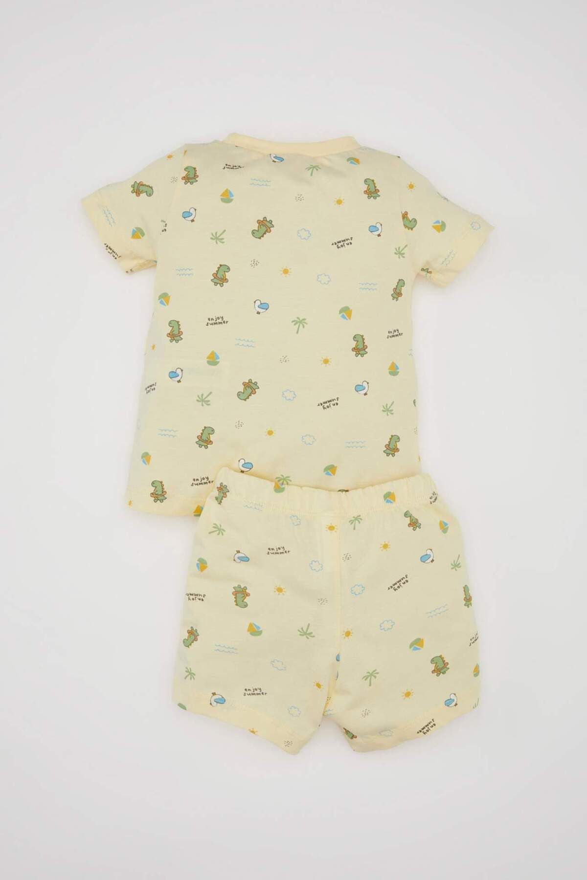 DeFacto-Baby Boy Dinosaur Patterned Combed Cotton Pajamas Set - Short Sleeve Shorts C5200A524Hs 5