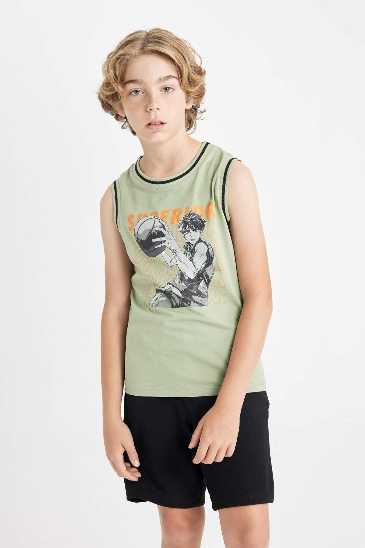 DeFacto-Boys' 2-Piece Set Printed Singlet Top Elastic Waist Short Shorts Bottom C9861A824Hs 3