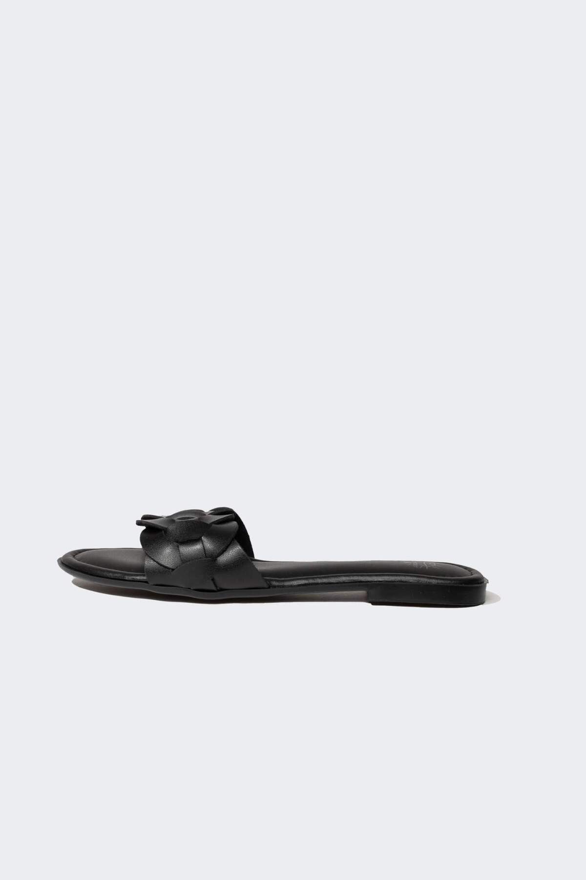 DeFacto-Faux Leather Women's Slippers - Flat Sole, Single Strap, C3719AX24HS 2