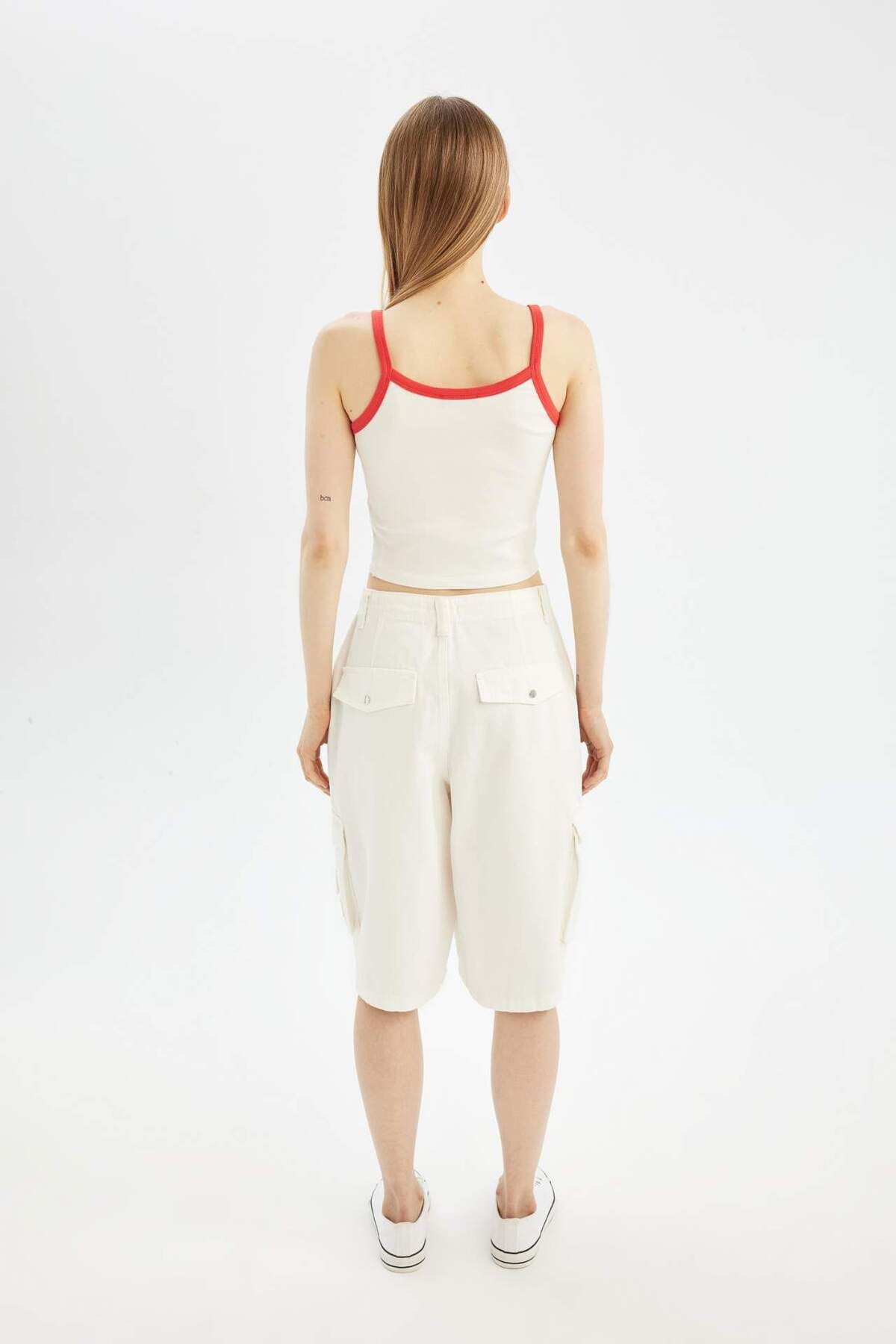 DeFacto-Coool High Waist Gabardine Bermuda Shorts D1250Ax24Sm 7