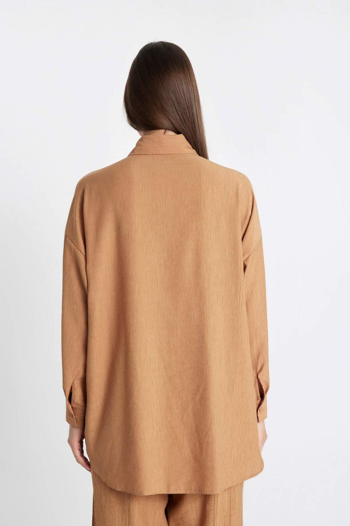 DeFacto-Relax Fit Crinkle ύφασμα μακρυμάνικο πουκάμισο Hijab Tunic C6482AX24SM 6