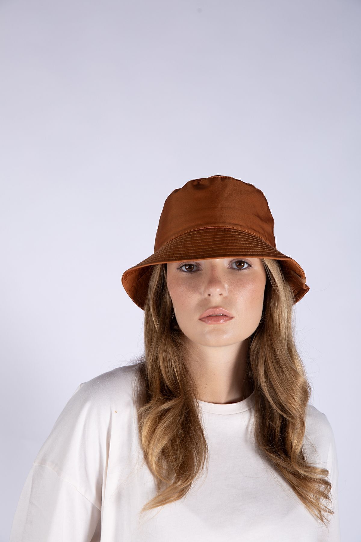 Nordbron-Unisex Bucket Hat - Copper Leather, Label Detailed, Cotton and Anti-Sweat Lining Summer Bucket 4