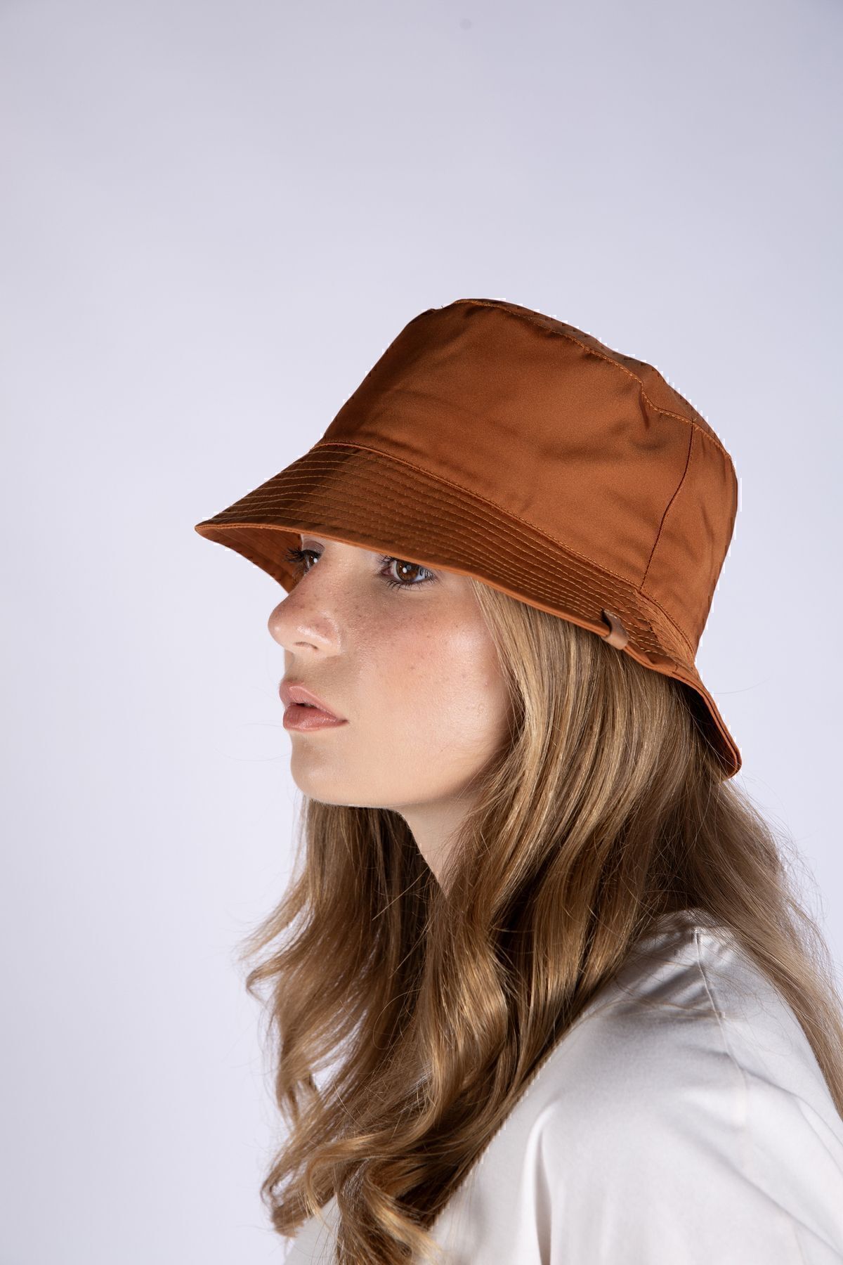 Nordbron-Unisex Bucket Hat - Copper Leather, Label Detailed, Cotton and Anti-Sweat Lining Summer Bucket 1