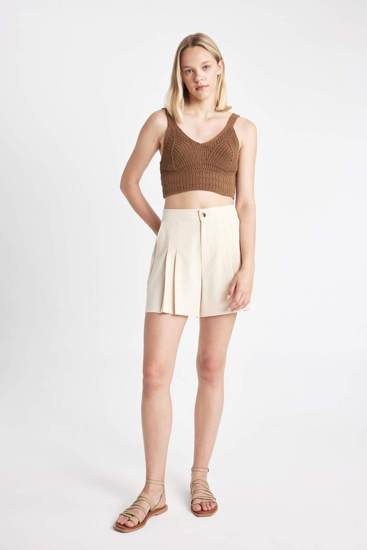 DeFacto-Regular Fit šortky s vysokým pasem a sklady D0963AX24SM 3