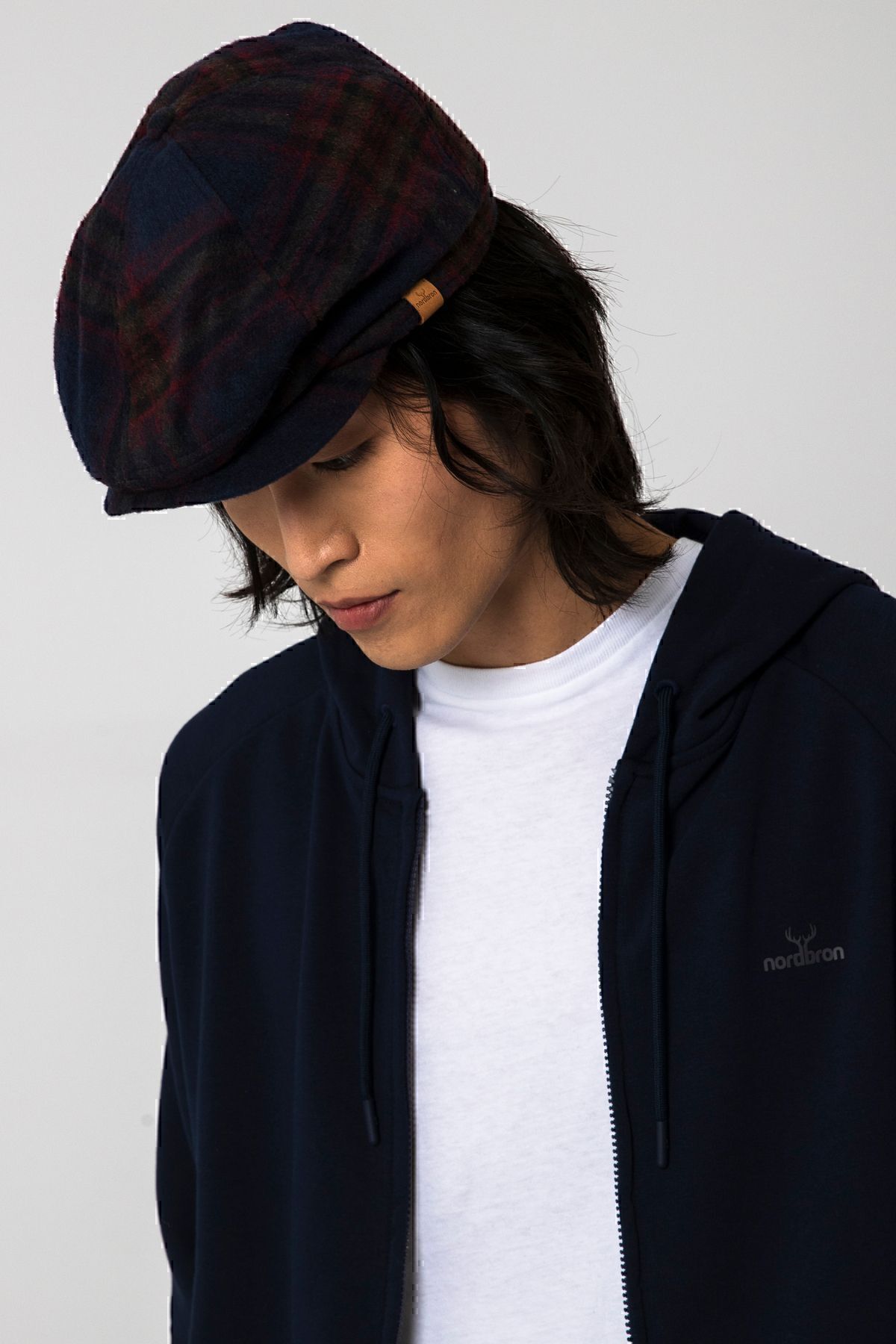 Nordbron-Men's Navy Blue Cap Seasonal Plain Basic Model Soft Texture Comfortable Leymond Plaid Pattern 3