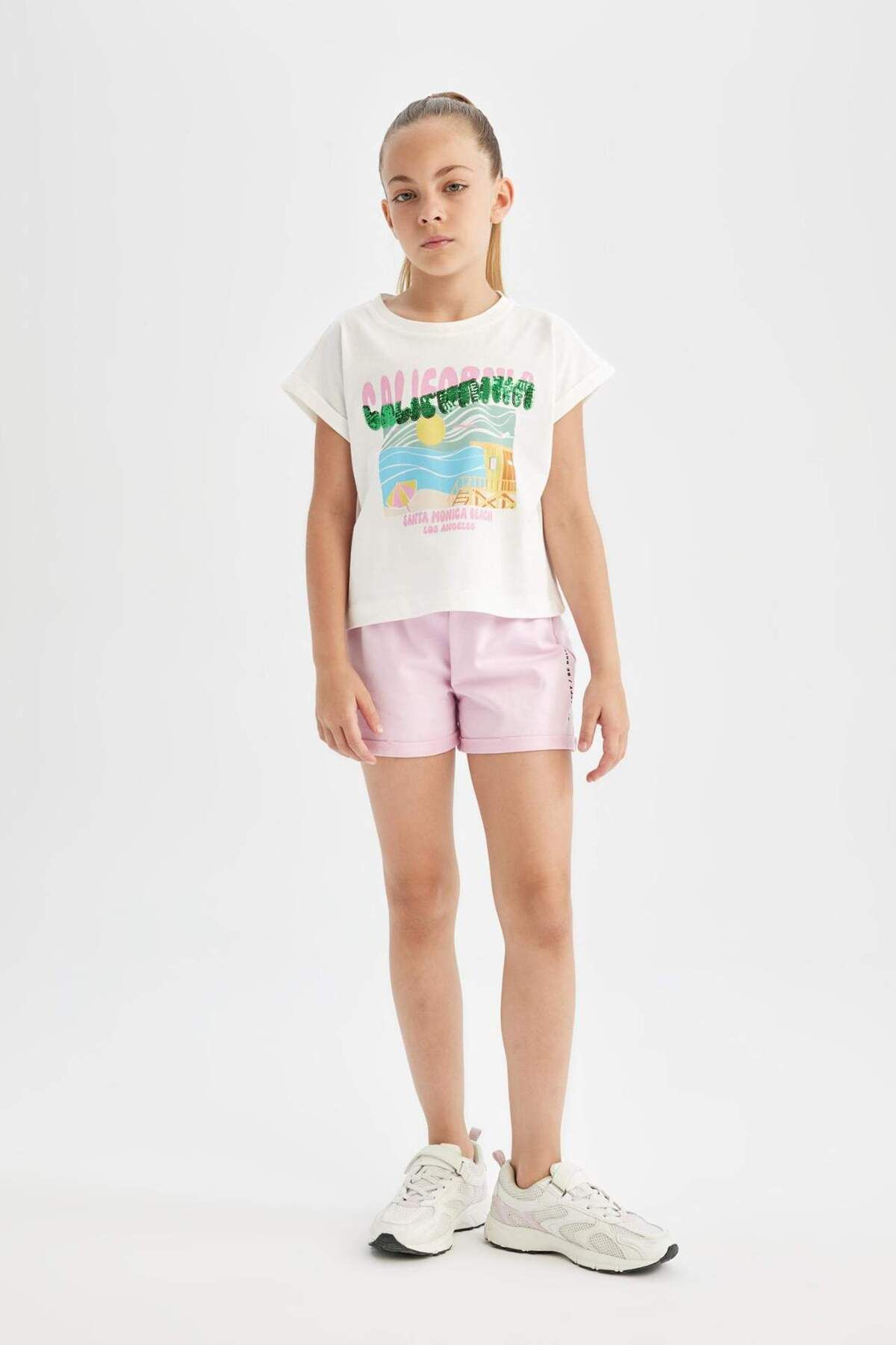 DeFacto-Girl's Printed Elastic Waist Shorts D0905A824Hs 1