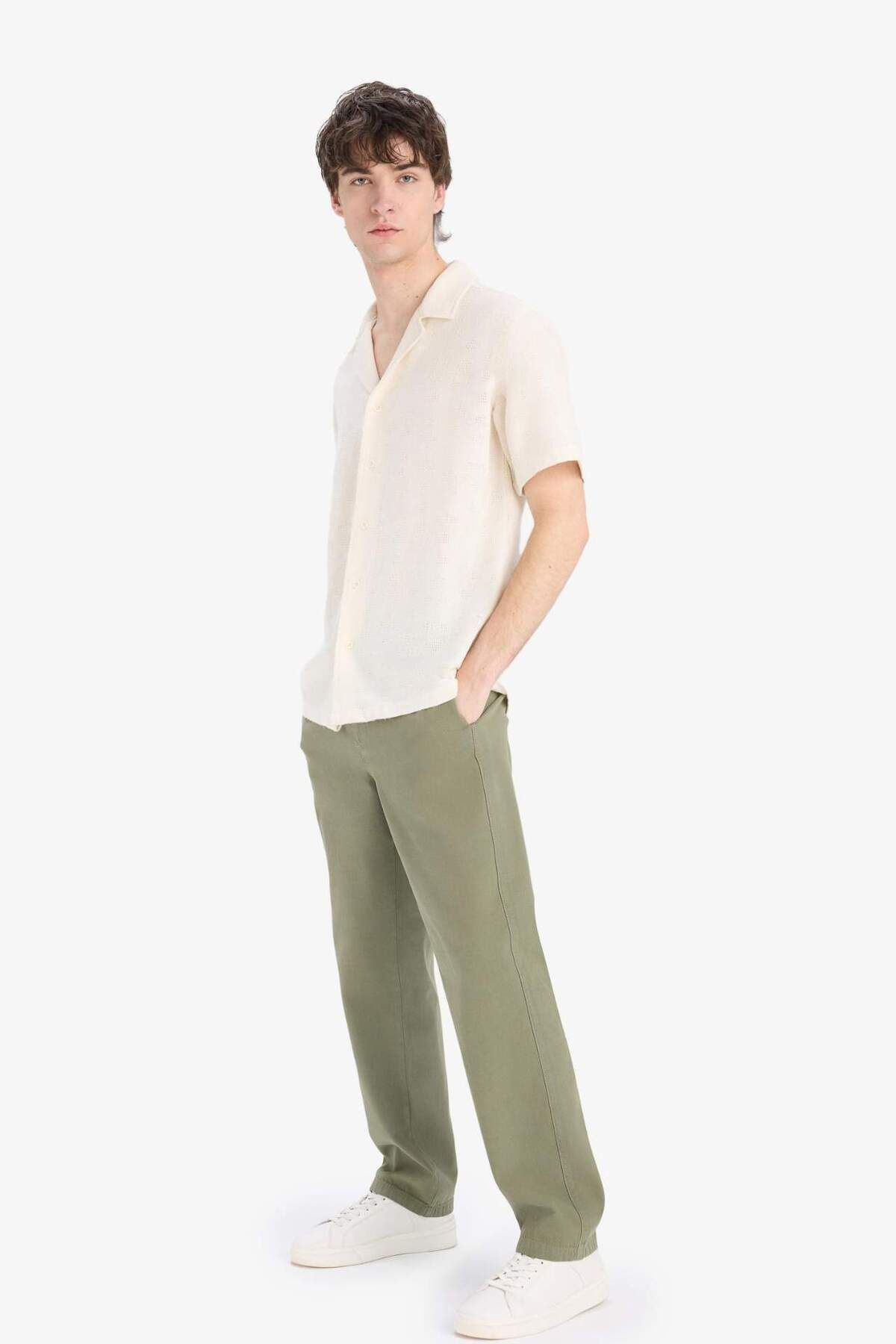 DeFacto-Lockere, entspannte Sommer-Leinenhose mit weitem Bein C2727ax24sm 2