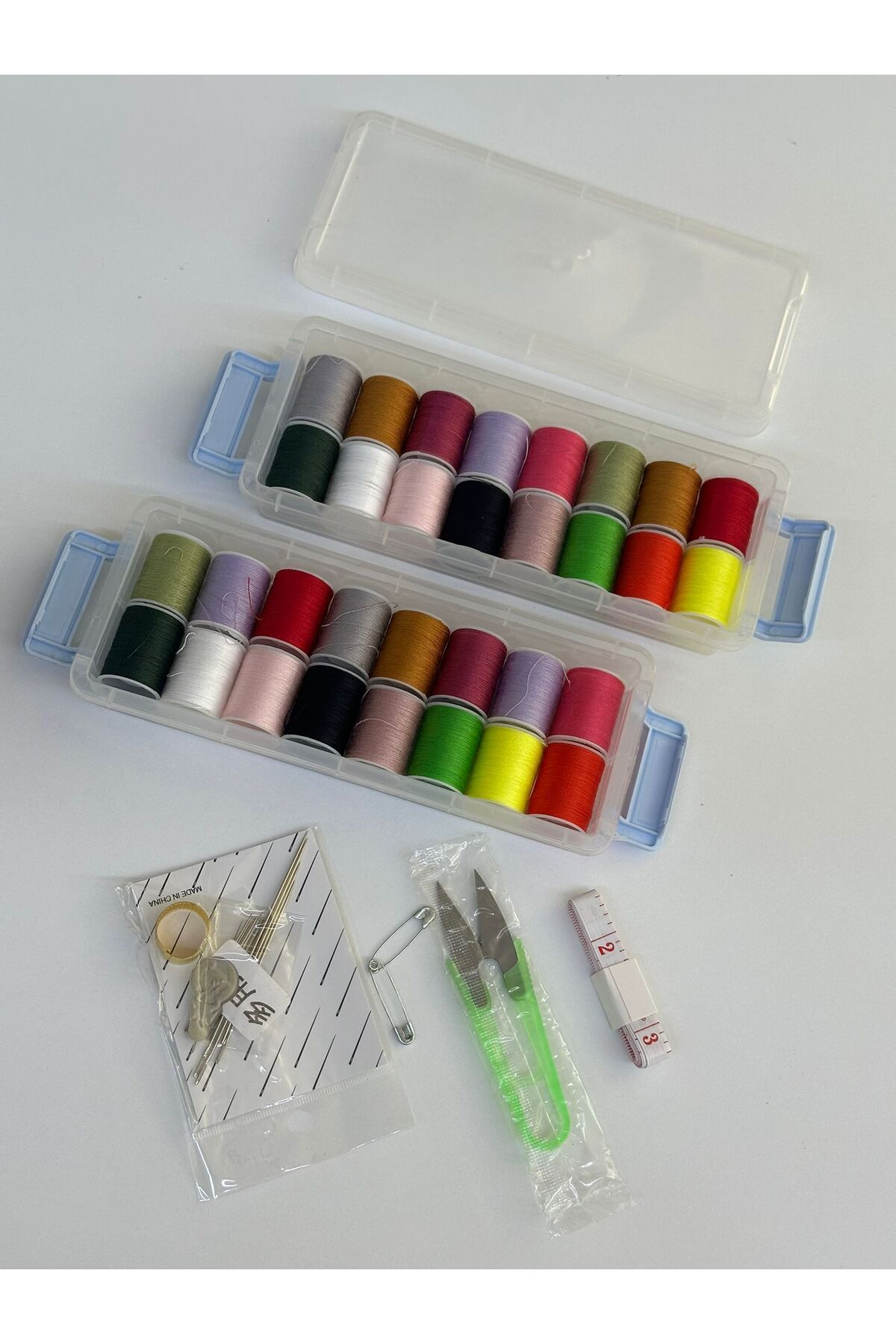 Gondol-Set de cusut cu cutie pliată (ac de cusut, metru, foarfece, inel, instalare a firei, 32 bucăți de ață de cusut) 1