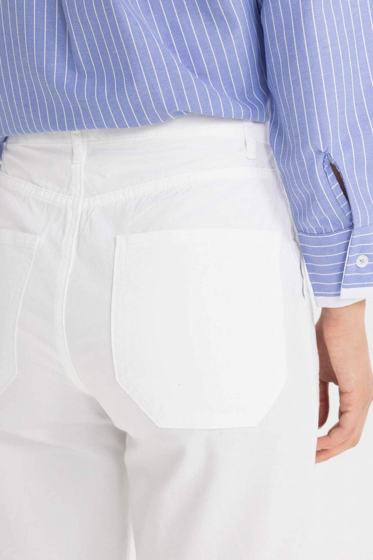 DeFacto-Weit geschnittene, weite, lockere Beintaschen, weiße Basic-Gabardine-Hose C4528AX24SM 6