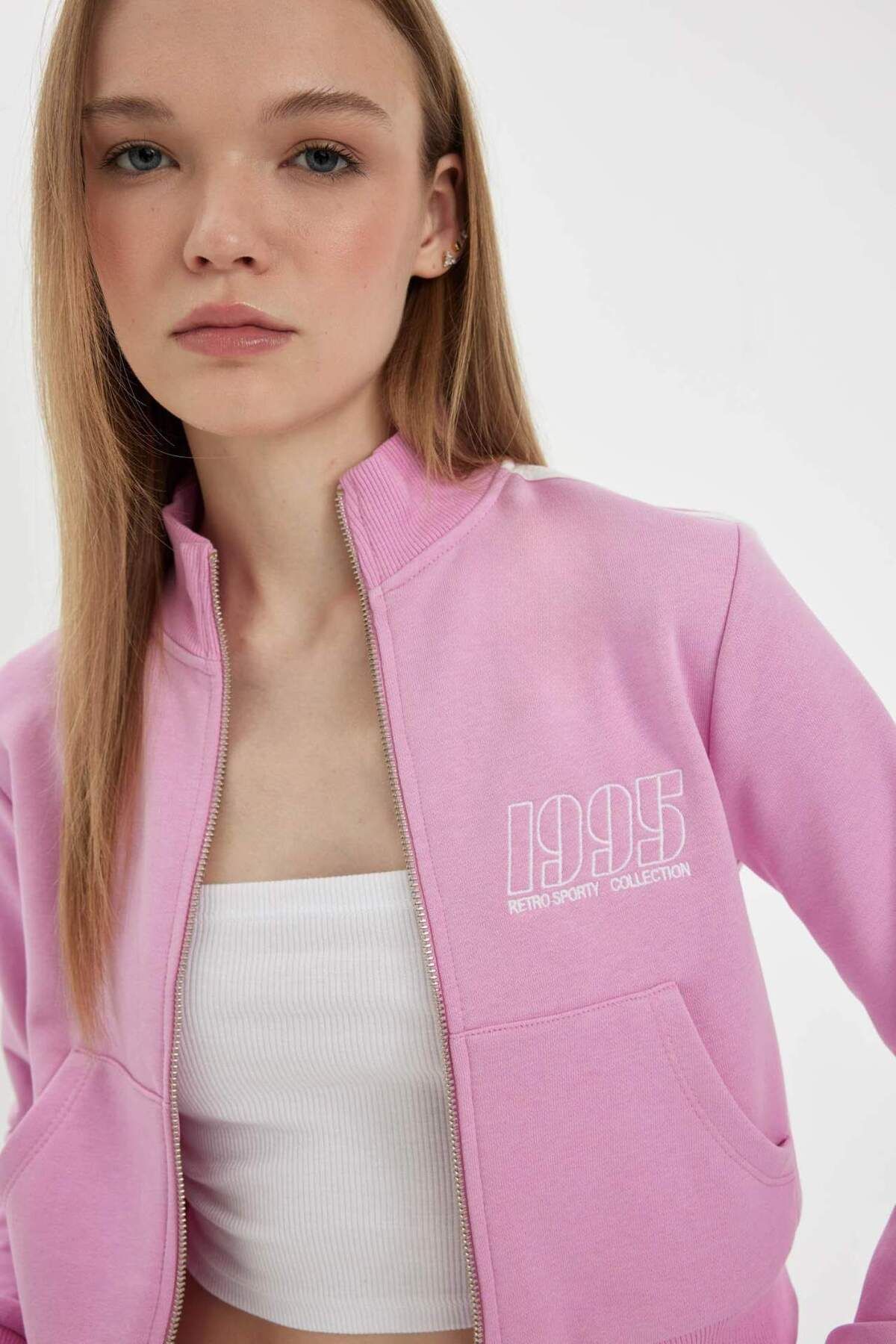 DeFacto-Coool Fitted Printed Zippered Sweatshirt C8923Ax24Sm 8