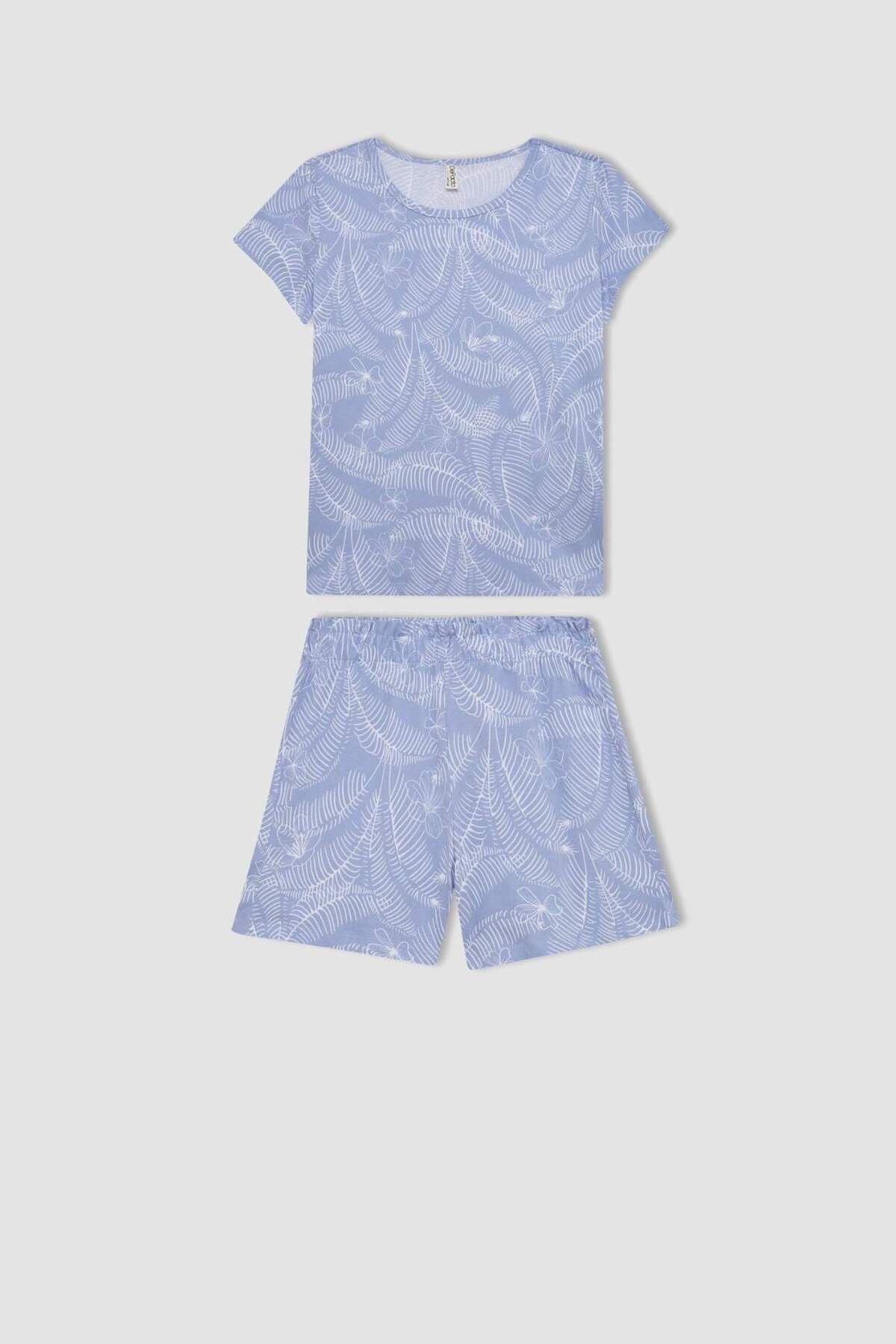 DeFacto-Print Short Sleeve Pajamas Set for Girls - C8502A824Sm 6