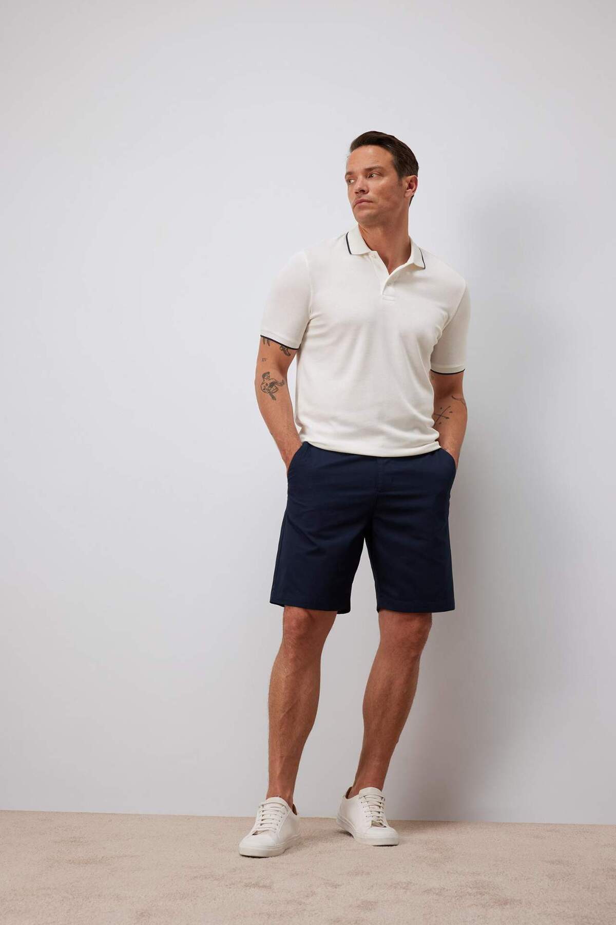DeFacto-Regular Fit Gabardine Bermuda Shorts C7684Ax24Sm 2