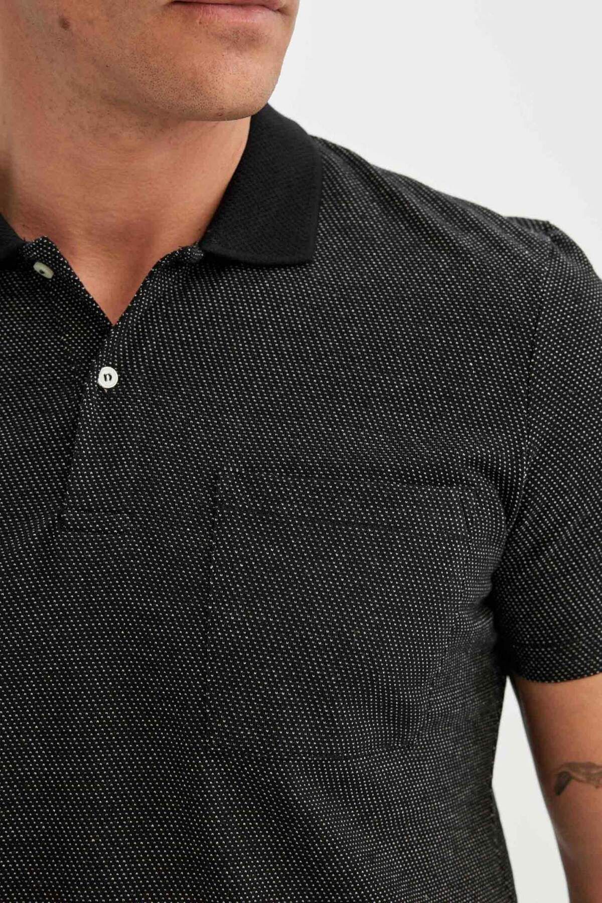 DeFacto-Slim Fit Slim Fit Basic Plain Krátký rukáv Polo tričko D0031AX24SM 6