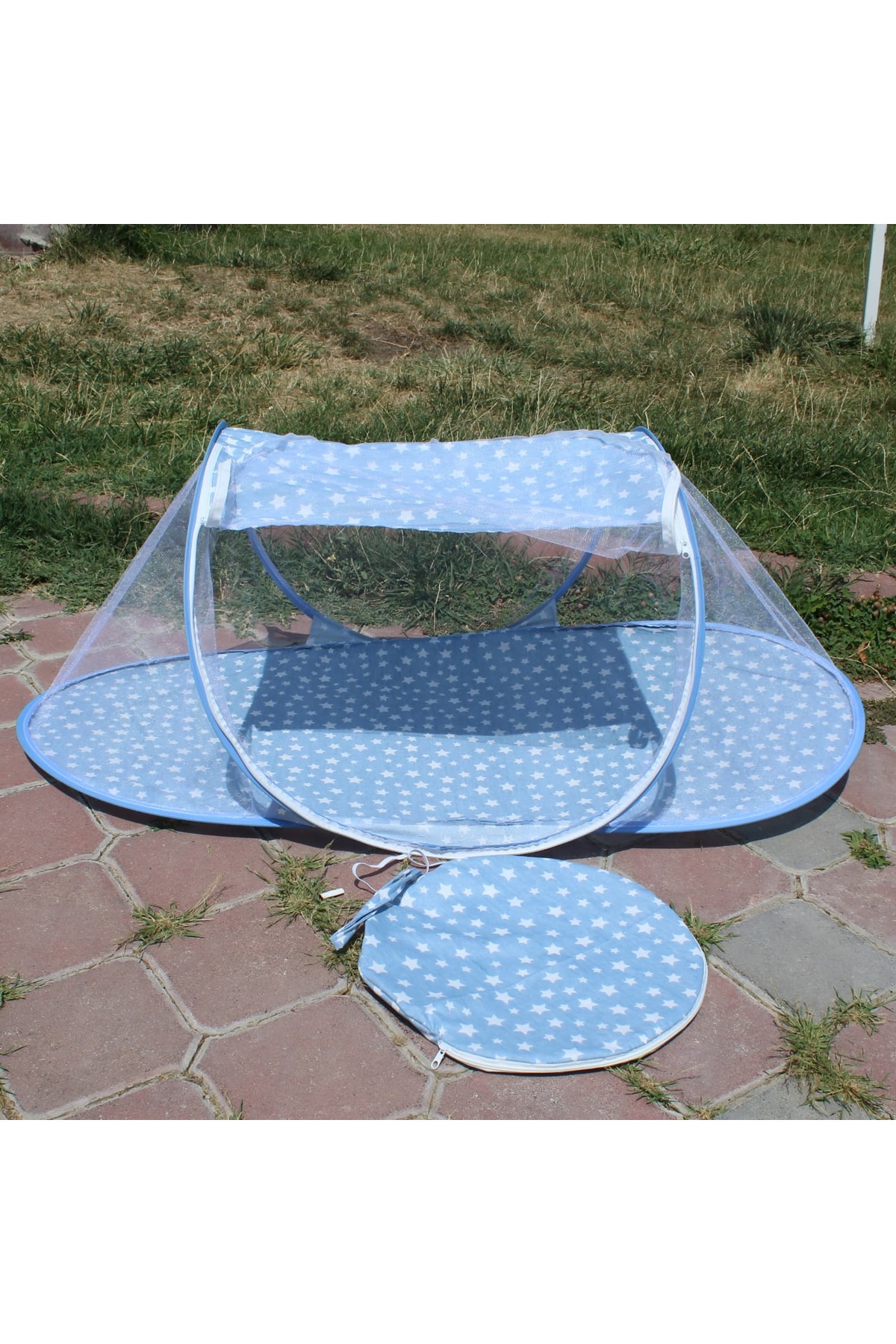 SerSev Katlanabilir Mavi Bebek Cibinlik Çantalı Tül Sineklik Haşere Koruyucu Bebek Gölgelik 120-60 cm fotoğrafı 6 (önizleme)