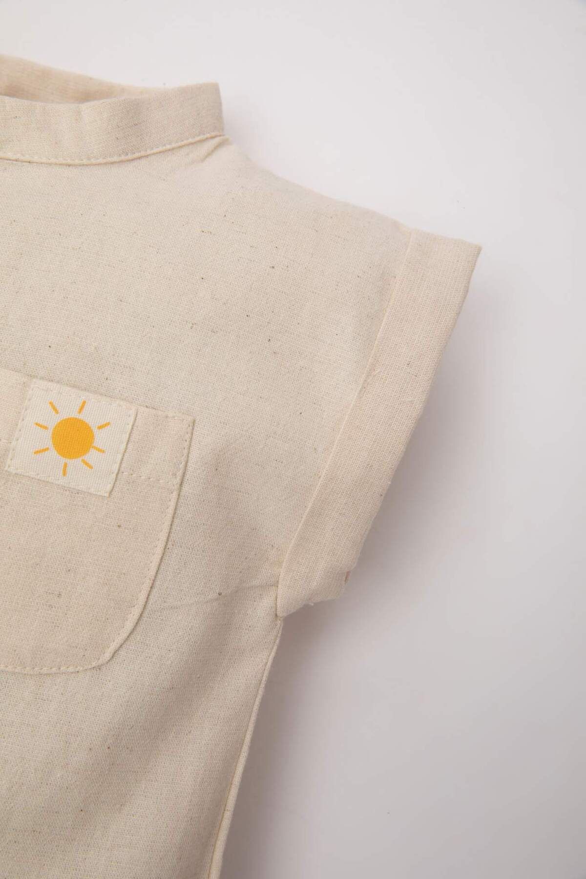 DeFacto-Newborn Baby Boy Linen Sleeveless Jumpsuit - C5183a524sm 3