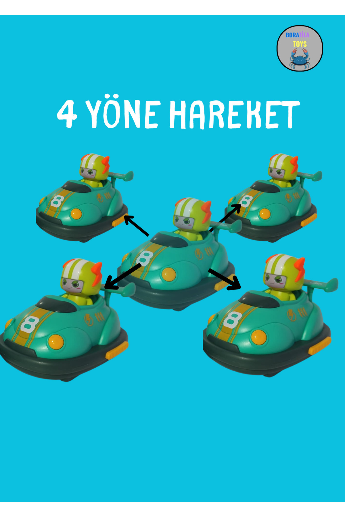 Boratila Toys 2.4ghz 2 Araç Çarpınca Düşen Figürlü Uzaktan Kumandalı Şarjlı Müzikli Işıklı Çarpışan Arabalar fotoğrafı 2 (önizleme)