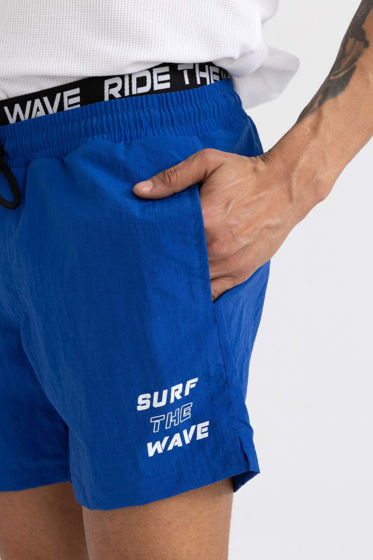 DeFacto-Pantaloni scurți de baie sport de lungime scurtă imprimați B5995ax24hs 5