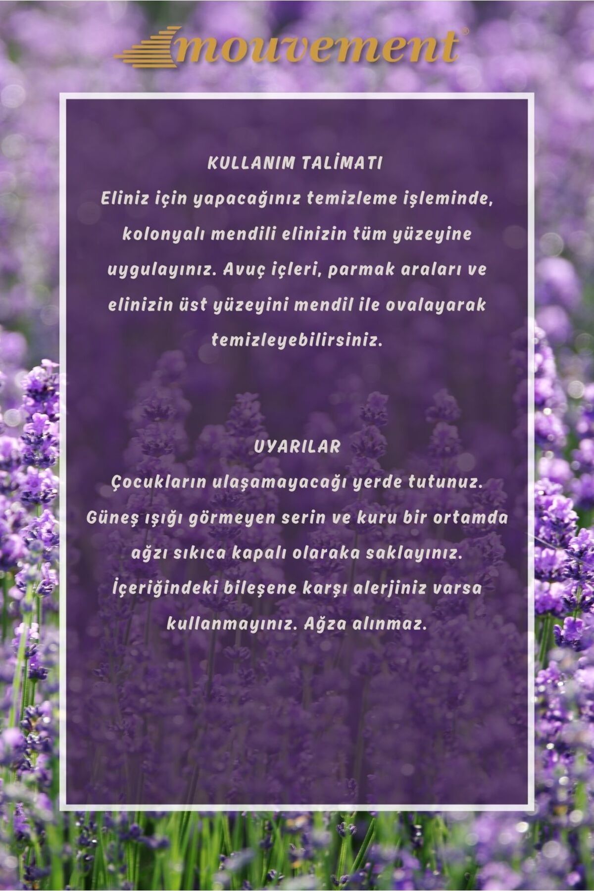 MOUVEMENT Lavanta Kokulu 160'lı Kolonyalı Mendil: Huzur Veren Tazelik fotoğrafı 4 (önizleme)