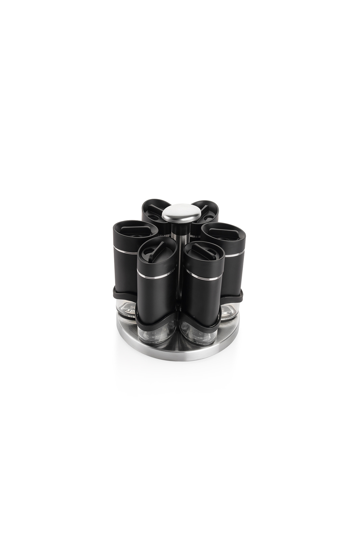 Schafer-Silver Touch Spice Set with Rotating Stand 7 Pieces-Black 3