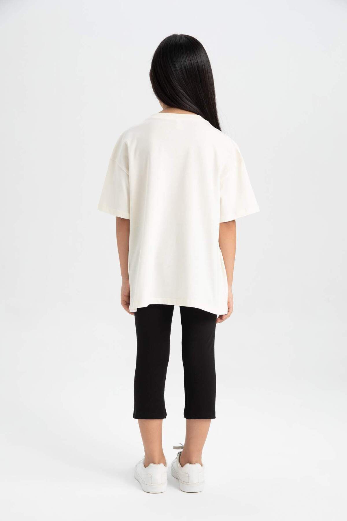 DeFacto-Girls' 2-Piece Set of Crew Neck Printed Short-Sleeved T-Shirt and Leggings C7500A824Sm 4