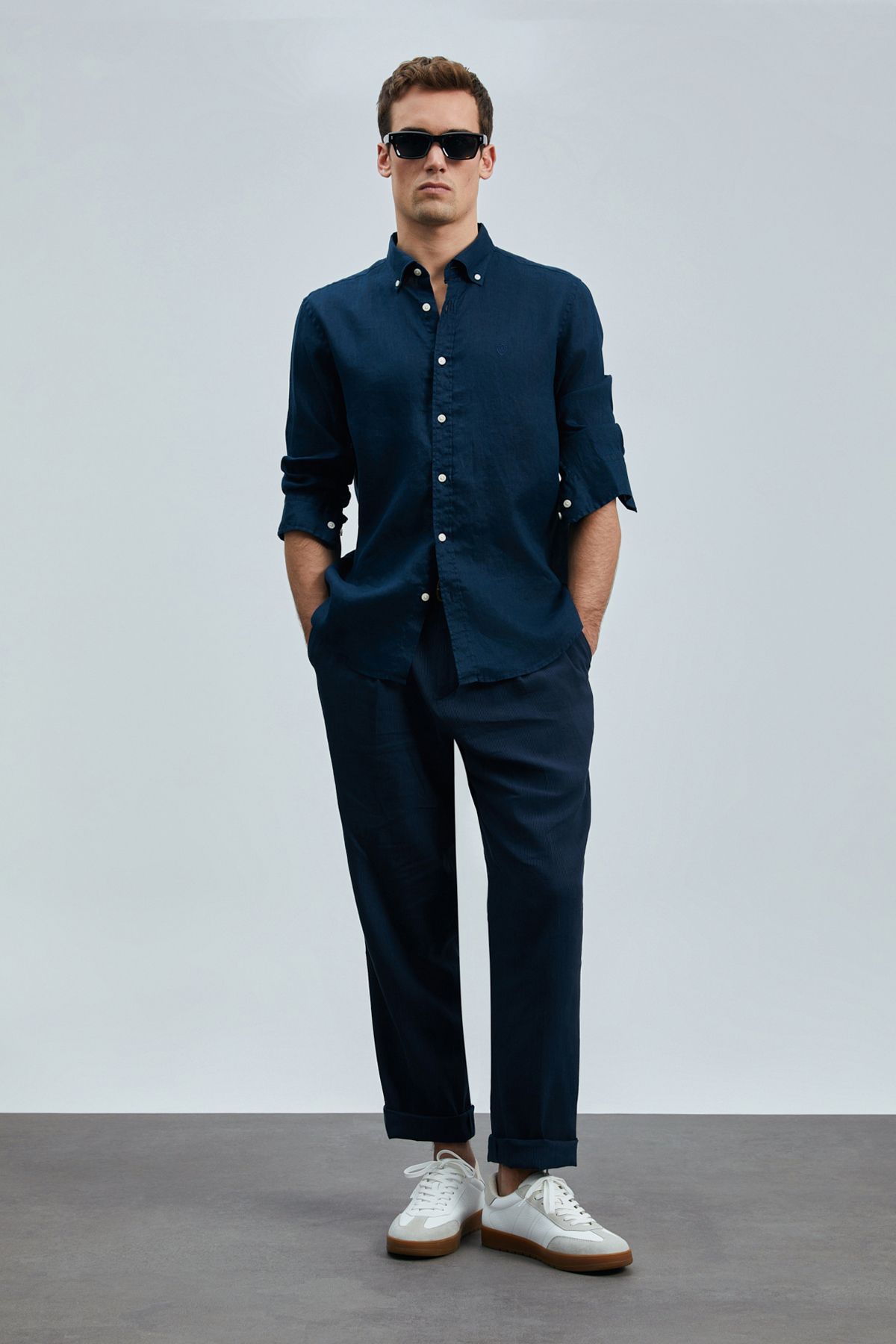 Lufian-Tom Smart Ανδρικό παντελόνι Chino Slim Fit Navy Blue 3