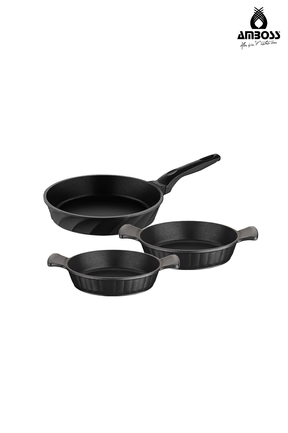 Amboss-Mixta 3 Piece Cast Titanium Plated Pan and Sahan Set (2 SAHAN 1 PAN) 2
