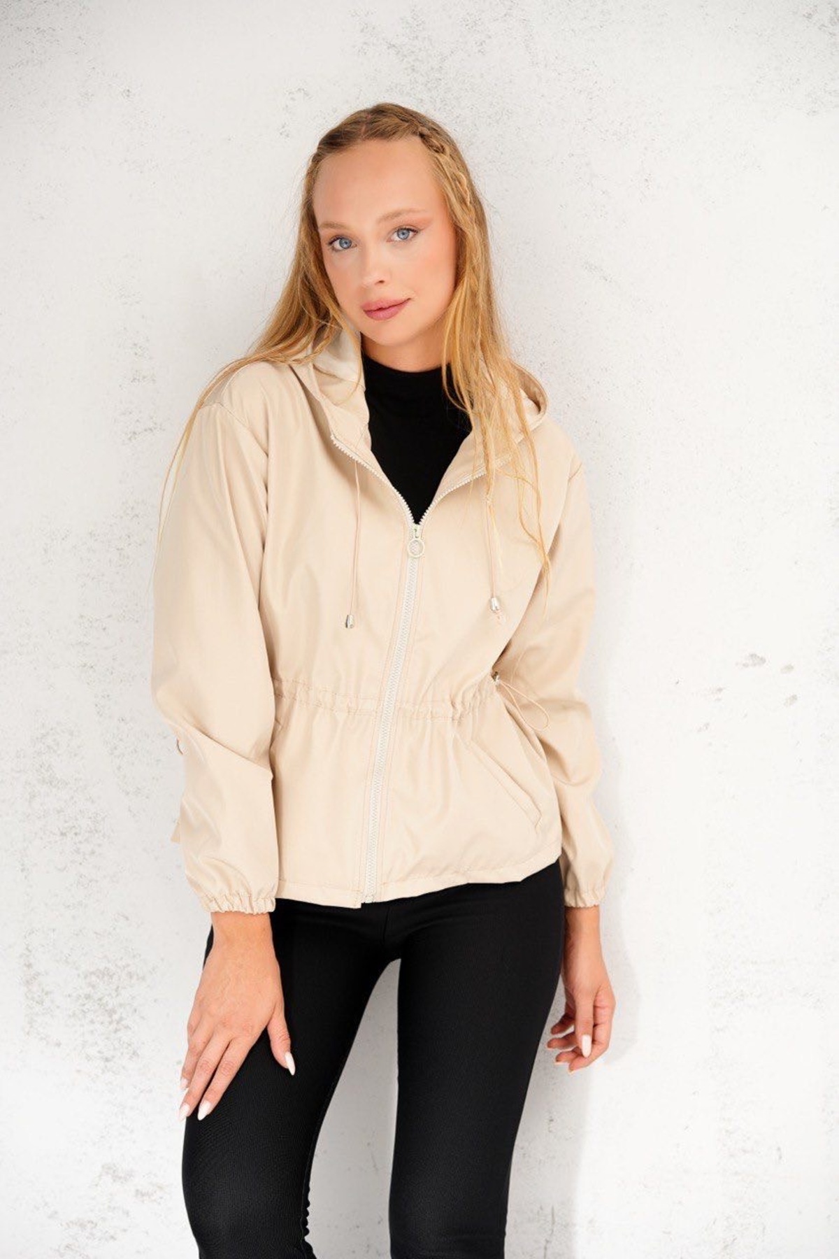 İLKCET MODA  Oversize Bel Detay Tarz Yağmurluk - Görsel 5