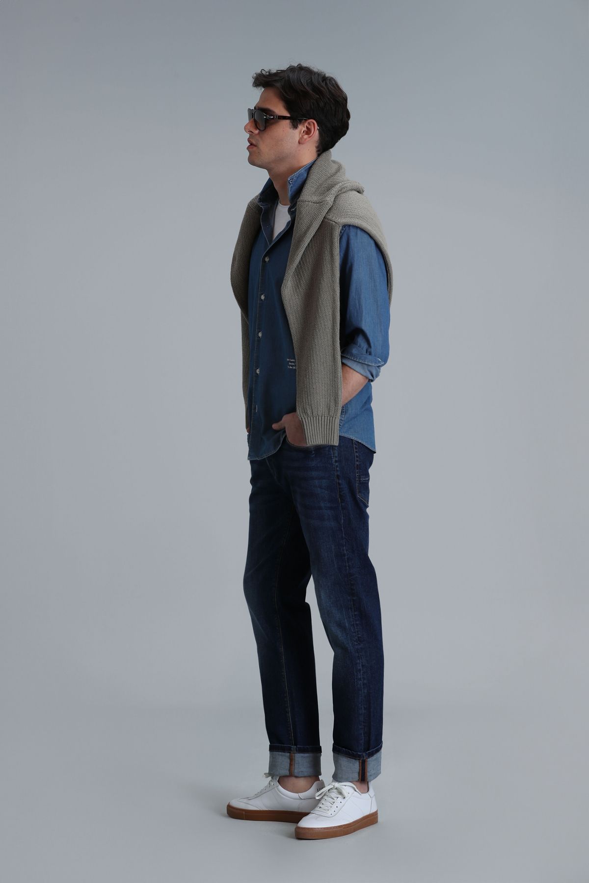 Lufian-Pantaloni Blue Regular Fit Anatol Smart Jean pentru bărbați 4