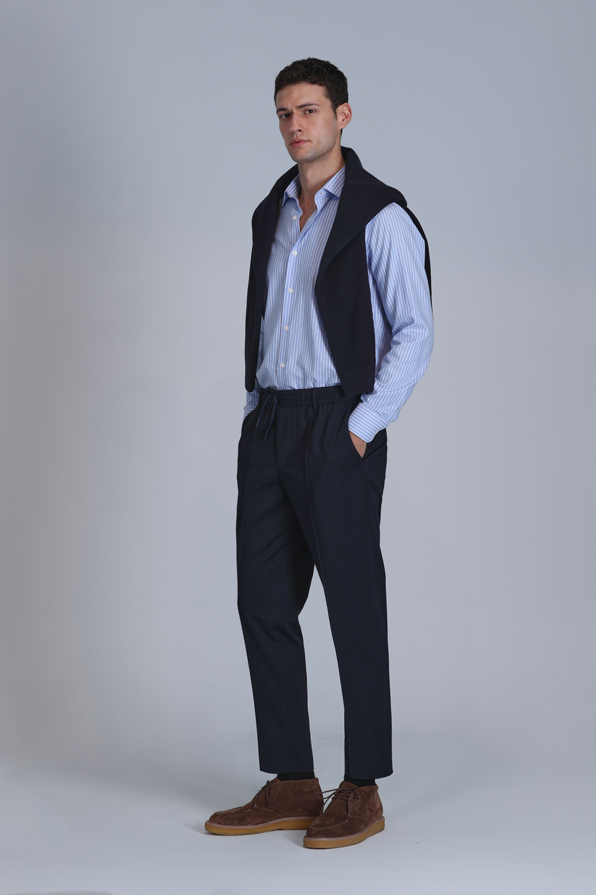 Lufian-Cămașă de bază albastră slim fit pentru bărbați - Strıt 4
