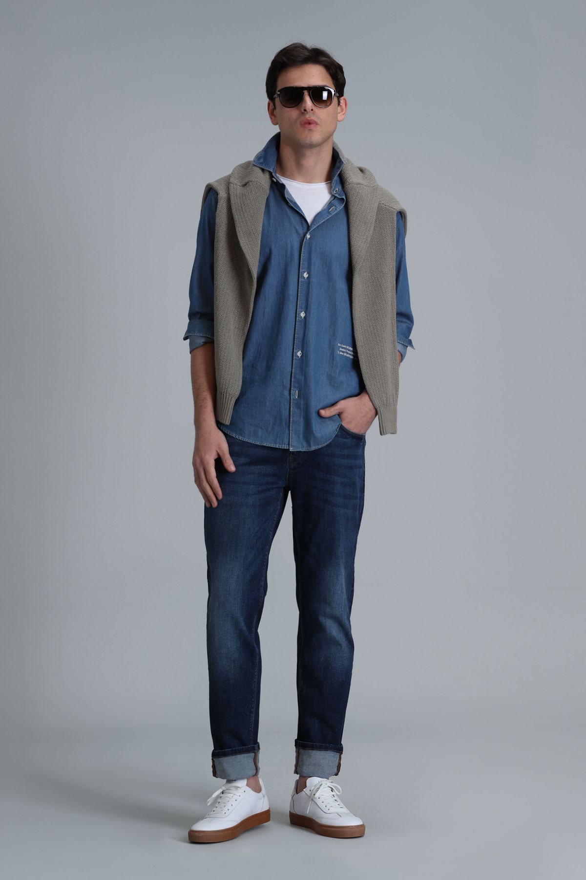 Lufian-Pantaloni Blue Regular Fit Anatol Smart Jean pentru bărbați 5