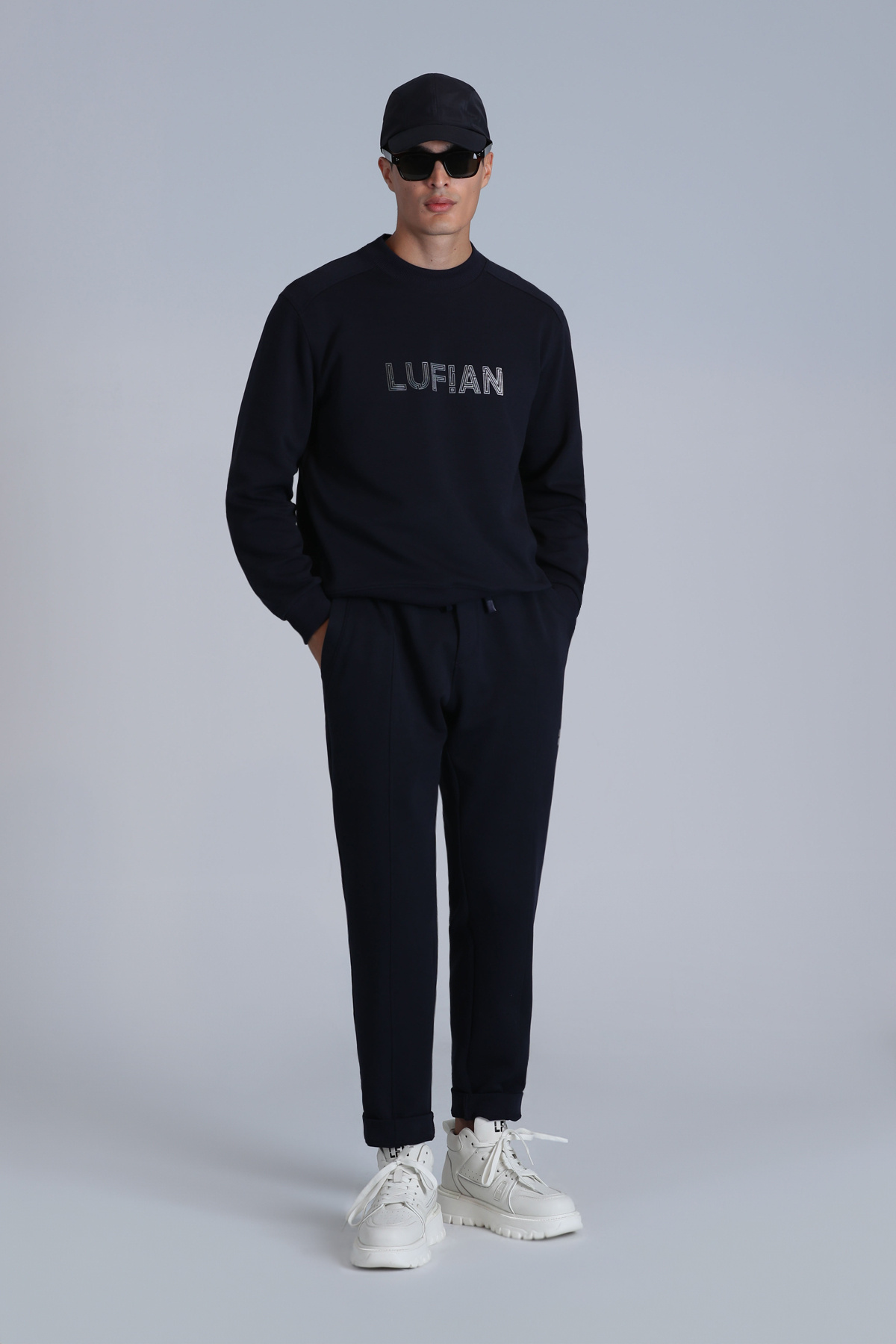 Lufian-Ανδρικό φούτερ Luther Navy Blue 2