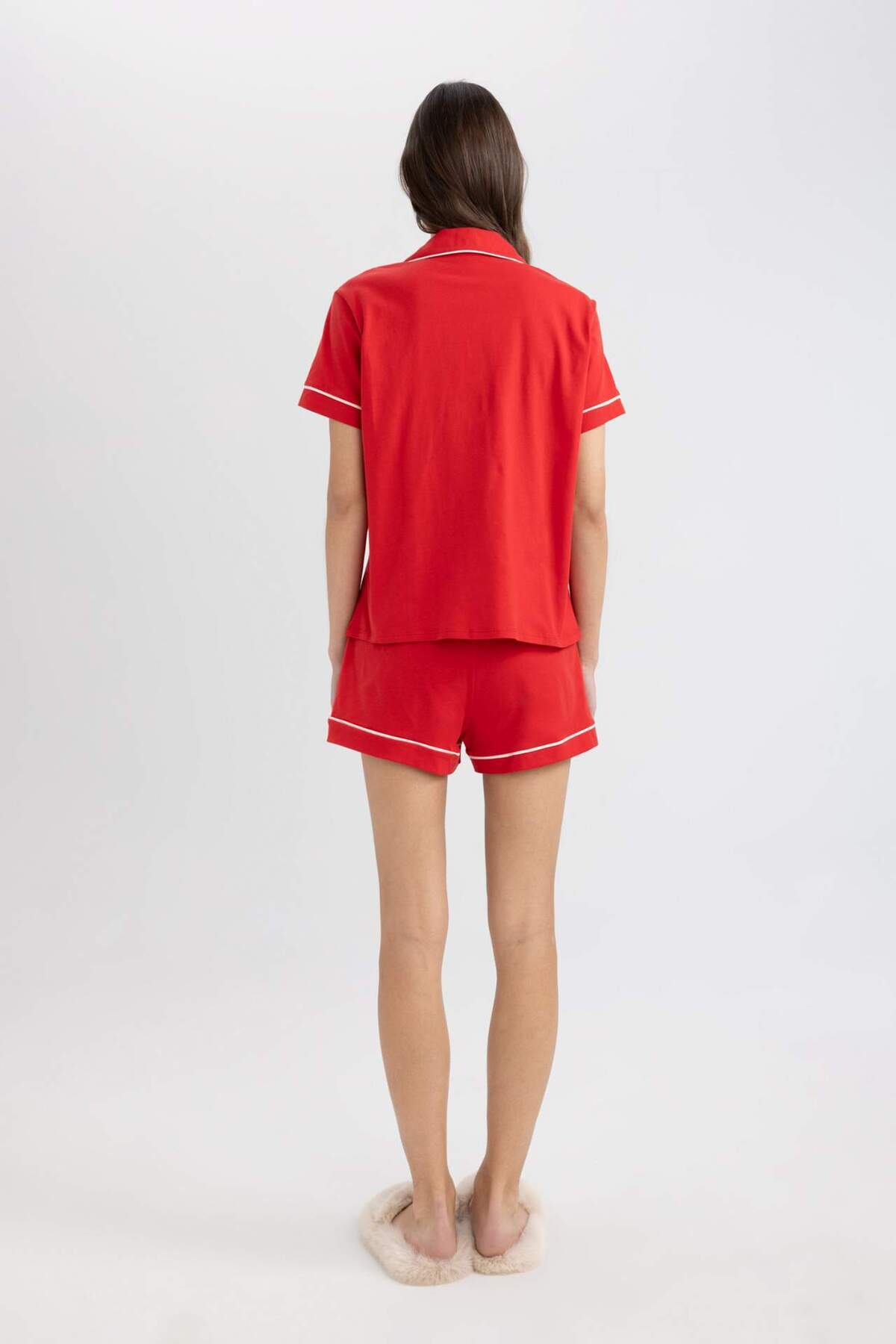 DeFacto-Fall In Love Regular Fit Kurzarm-Shorts-Pyjama-Set B8679ax24sm 7