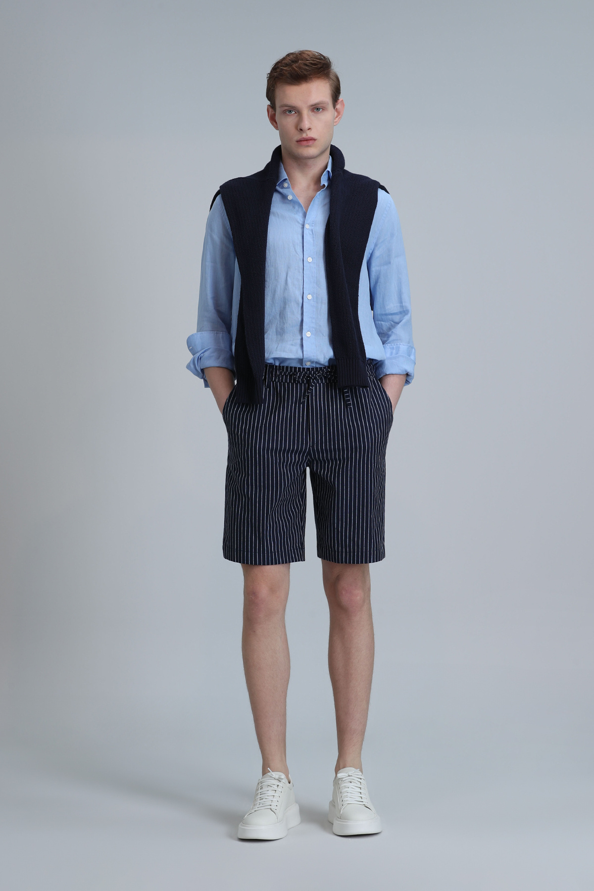 Lufian-Navy Blue Curtis Sports Men's Slim Fit Chino Shorts 5