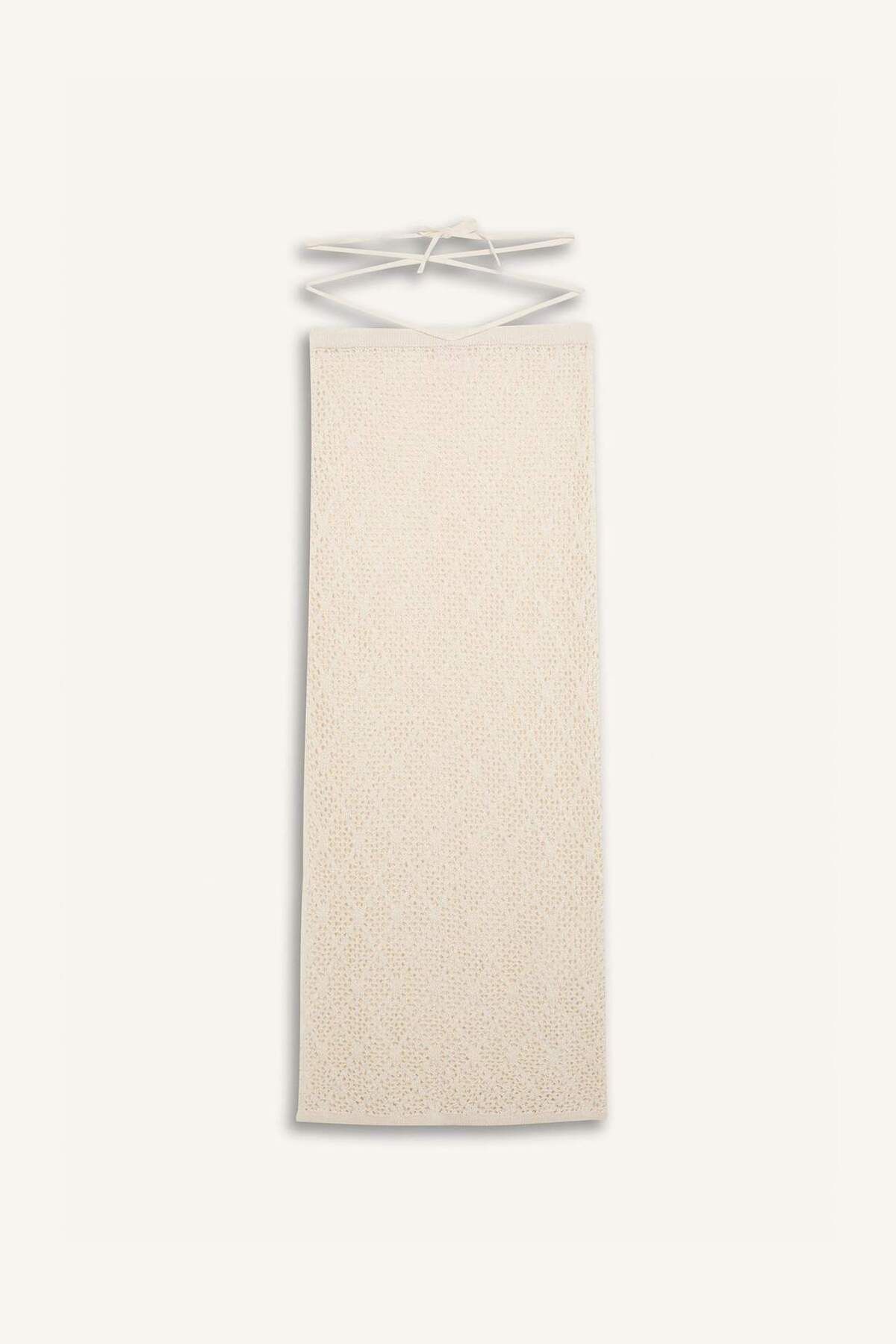 DeFacto-Regular Fit áttört kötöttáru Maxi Beach szoknya-Fall in Love B6888AX24SM 7
