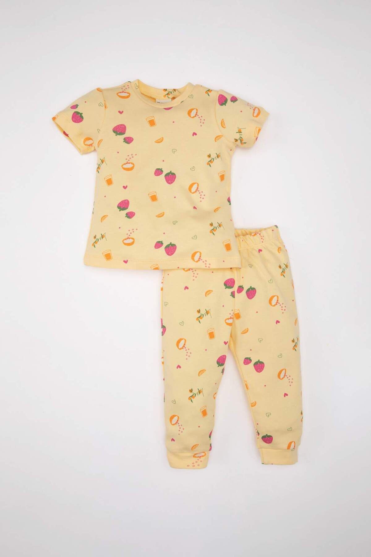 DeFacto-Baby Girl Pajamas Set Patterned Short Sleeve Top with Elastic Waist Long Bottom C2035A524Sm 1