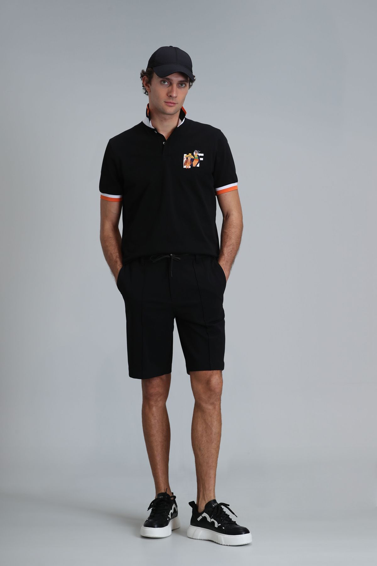 Lufian-Ανδρικό Slim Fit Μαύρο σορτς Chino - Chris Sports 5