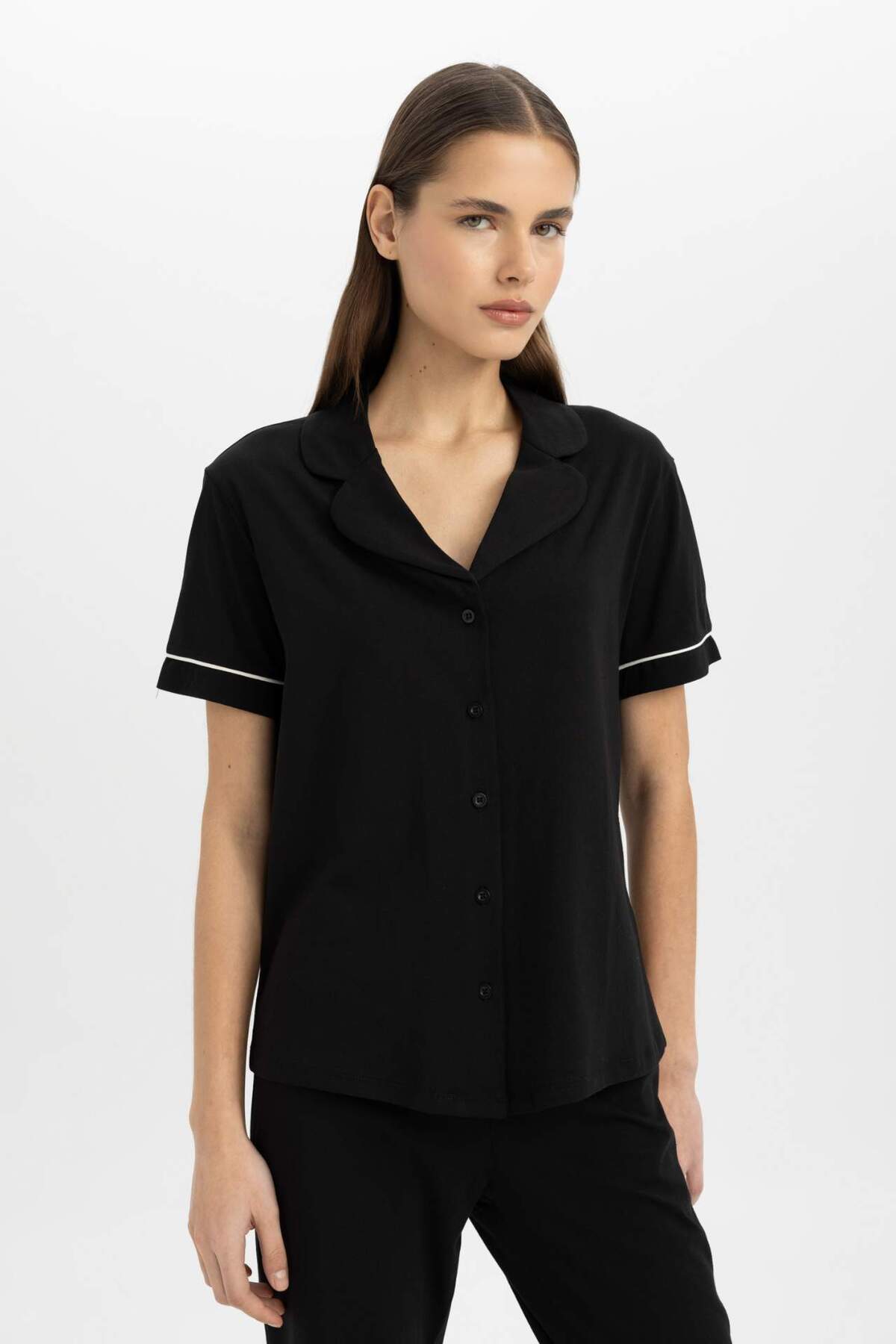 DeFacto-Pajama Sets Regular Fit Short Sleeve Top Long Bottom -Fall in Love D0917Ax24Sm 6