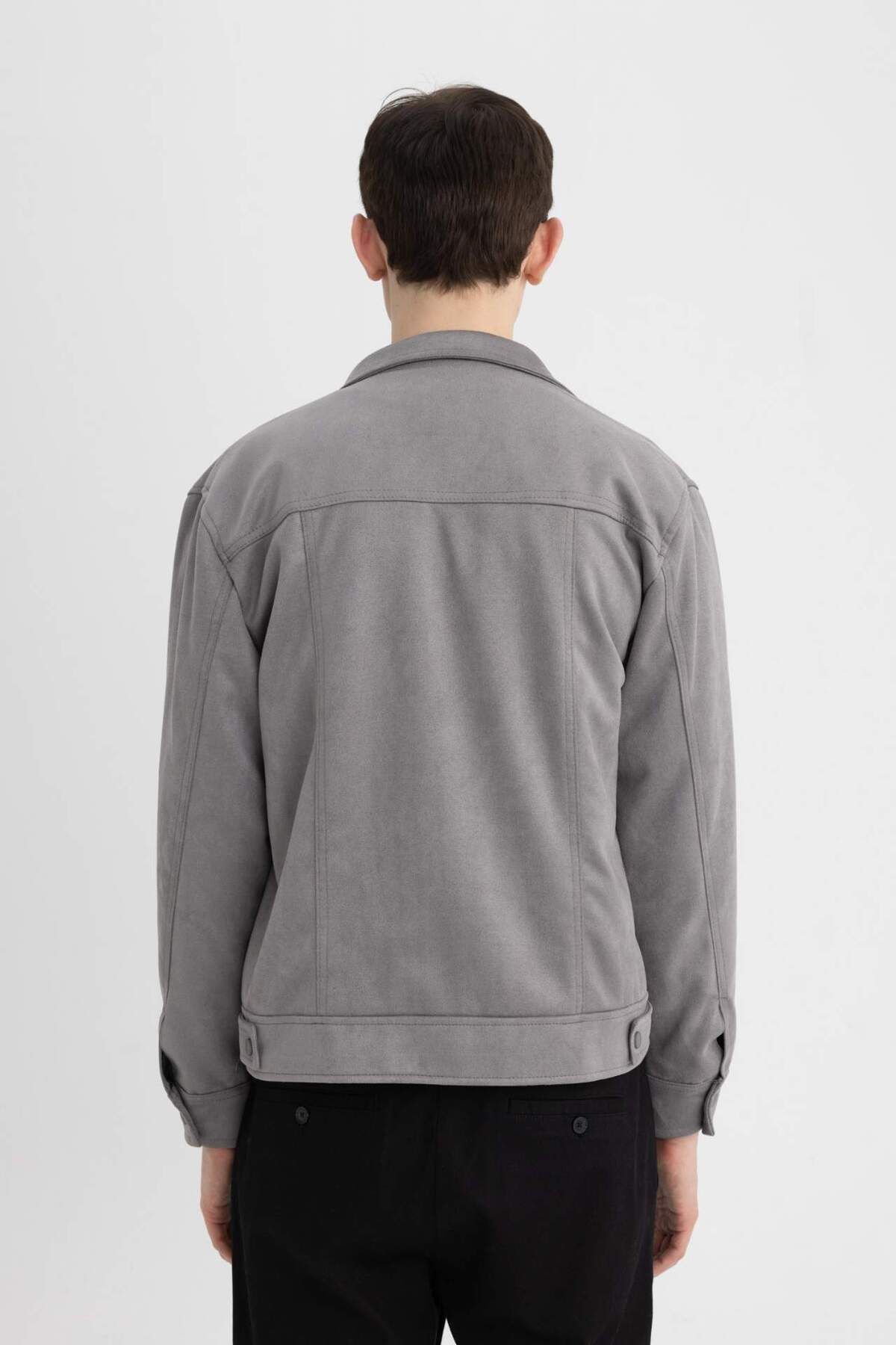 DeFacto-Slim Fit semišová bunda Slim Fit košile s límečkem a kapsou na patentky C7906AX24SP 5