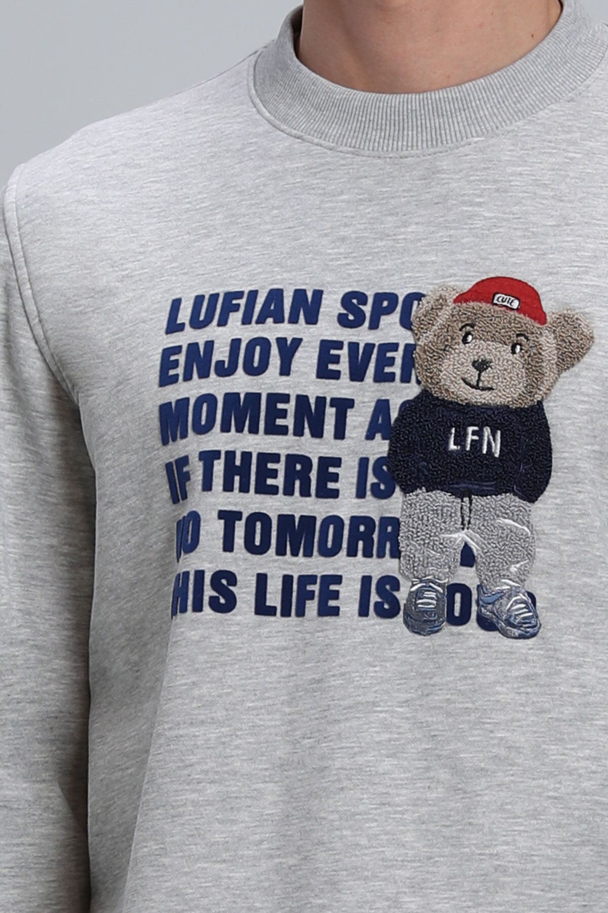 Lufian-Ανδρικό φούτερ Bud σε γκρι χρώμα 3