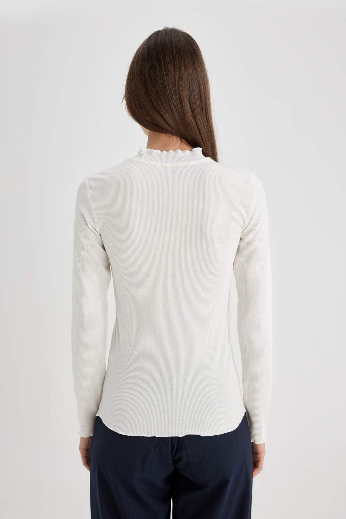 DeFacto-Slim Fit Polovičný rolák Trubkovaná košieľka Basic Tričko s dlhým rukávom B2389AX24SP 7