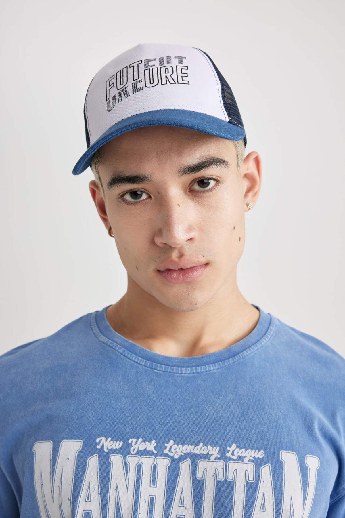 DeFacto-Men's Printed Woven Baseball Basketball Cap B8002AX24SM 1
