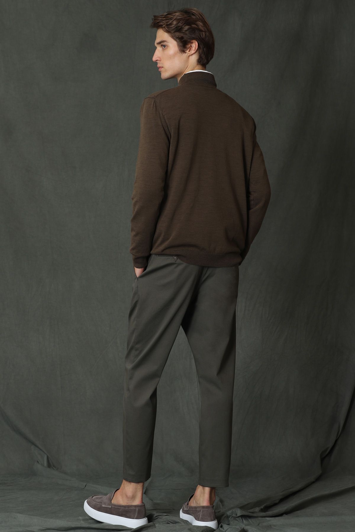 Lufian-Point Half Fisherman Men's Sweater Camel Hair 5