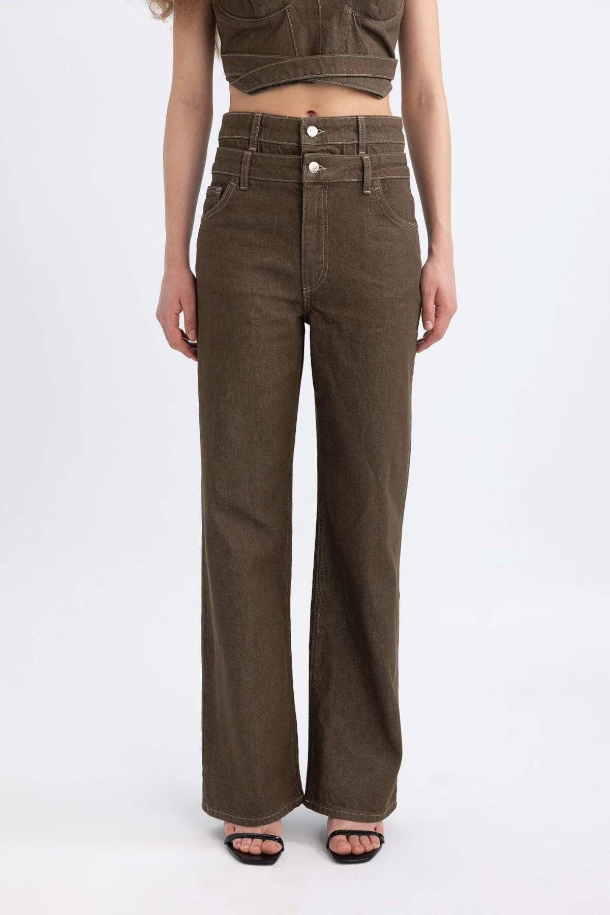 DeFacto-90er-Jahre-Jeans mit weitem Bein, hoher Taille, weitem, weitem Bein und langem Bein C4771ax24sp 5