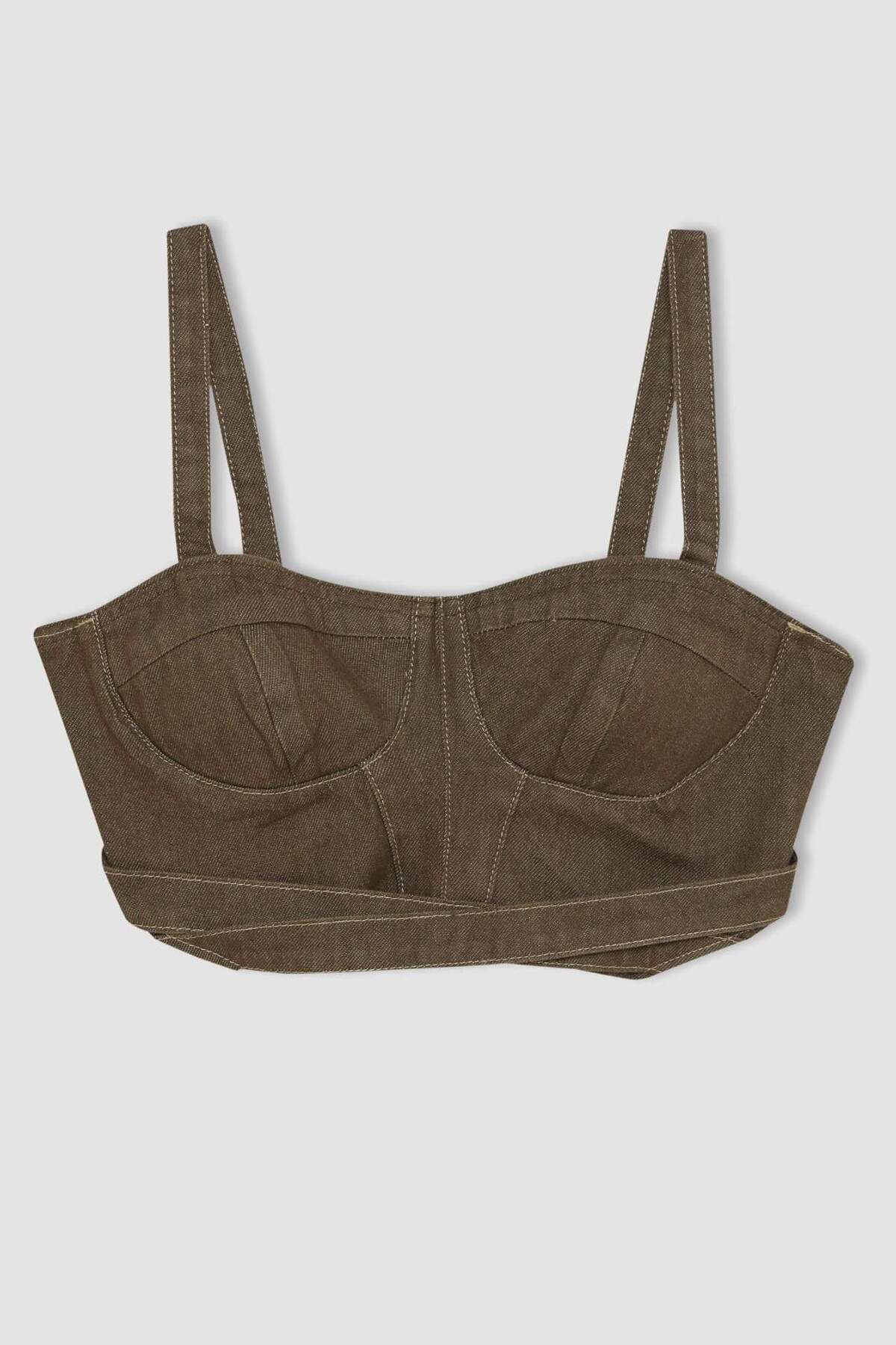 DeFacto-Crop-Korsett-Jeansbluse mit dickem Riemen C5695AX24SP 7